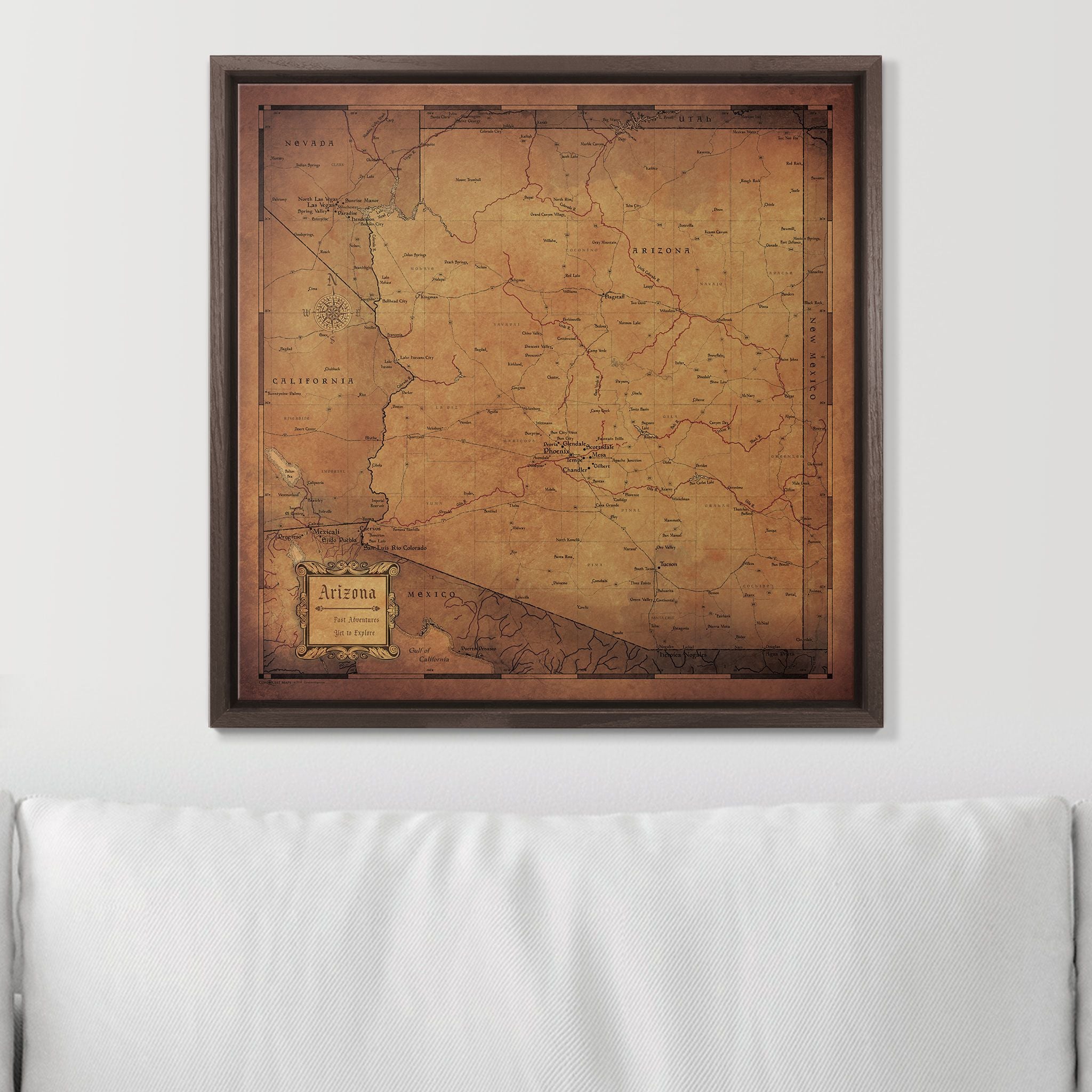 Push Pin Arizona Map (Pin Board) - Golden Aged CM Pin Board