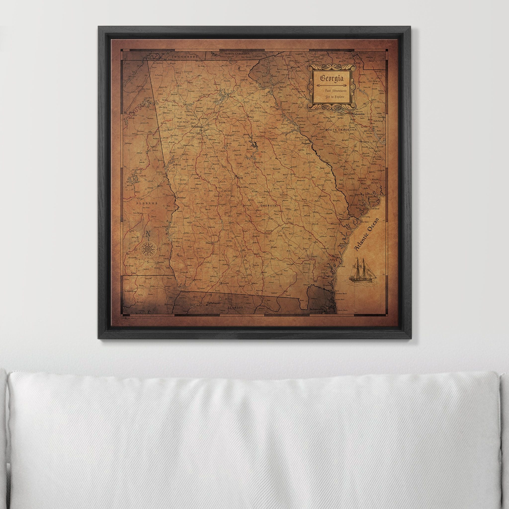Push Pin Georgia Map (Pin Board) - Golden Aged CM Pin Board