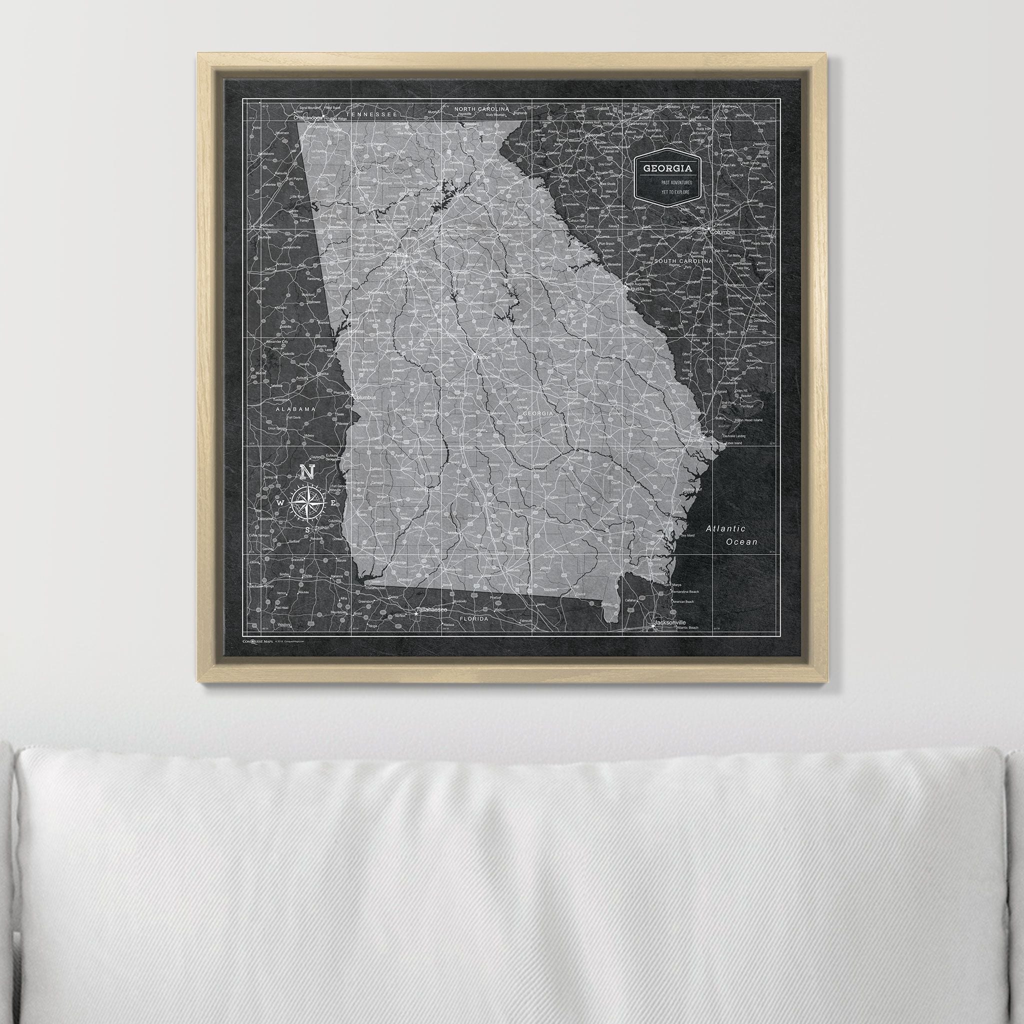 Push Pin Georgia Map (Pin Board) - Modern Slate CM Pin Board