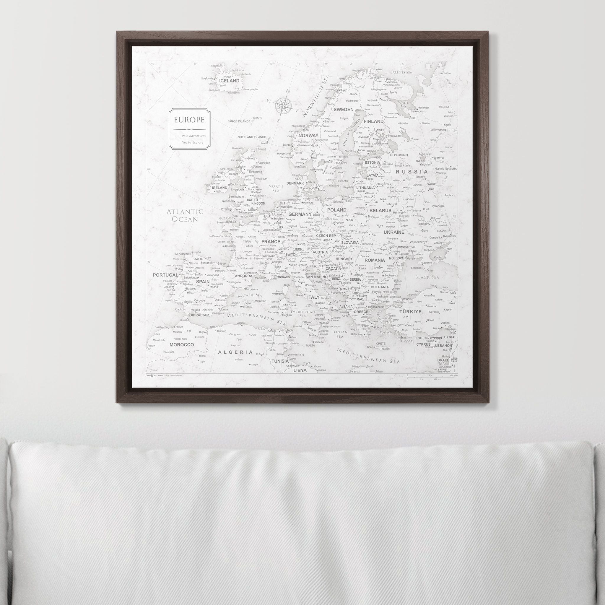 Push Pin Europe Map (Pin Board) - Classic Marble CM Pin Board
