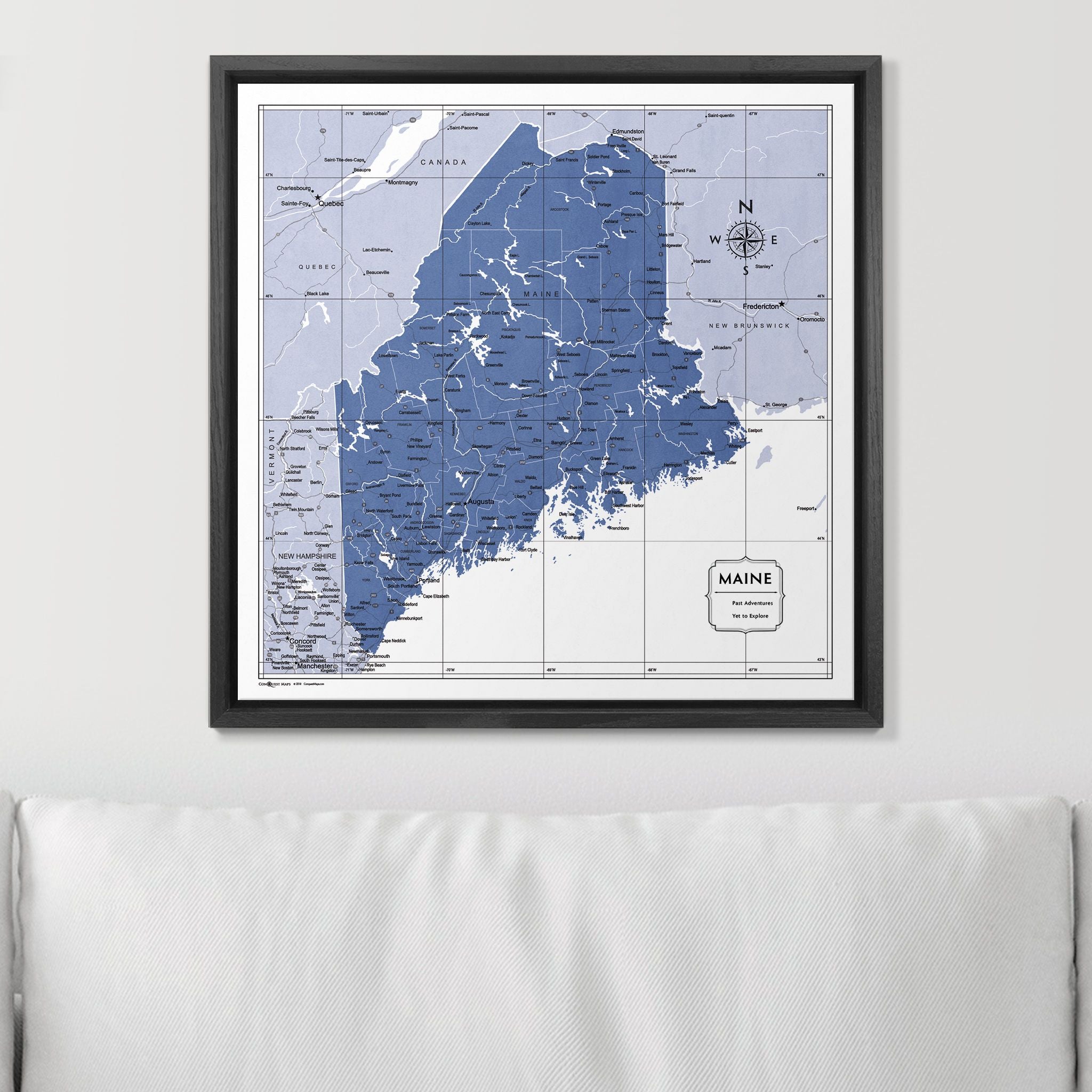 Push Pin Maine Map (Pin Board) - Navy Color Splash CM Pin Board