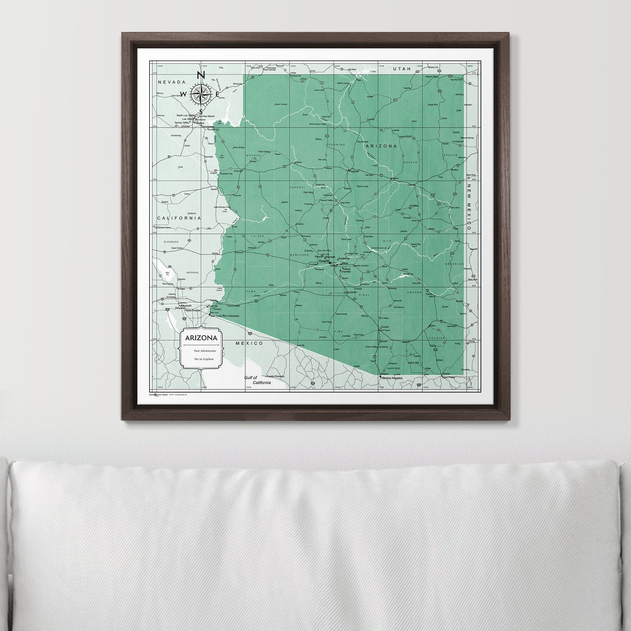 Push Pin Arizona Map (Pin Board) - Green Color Splash CM Pin Board