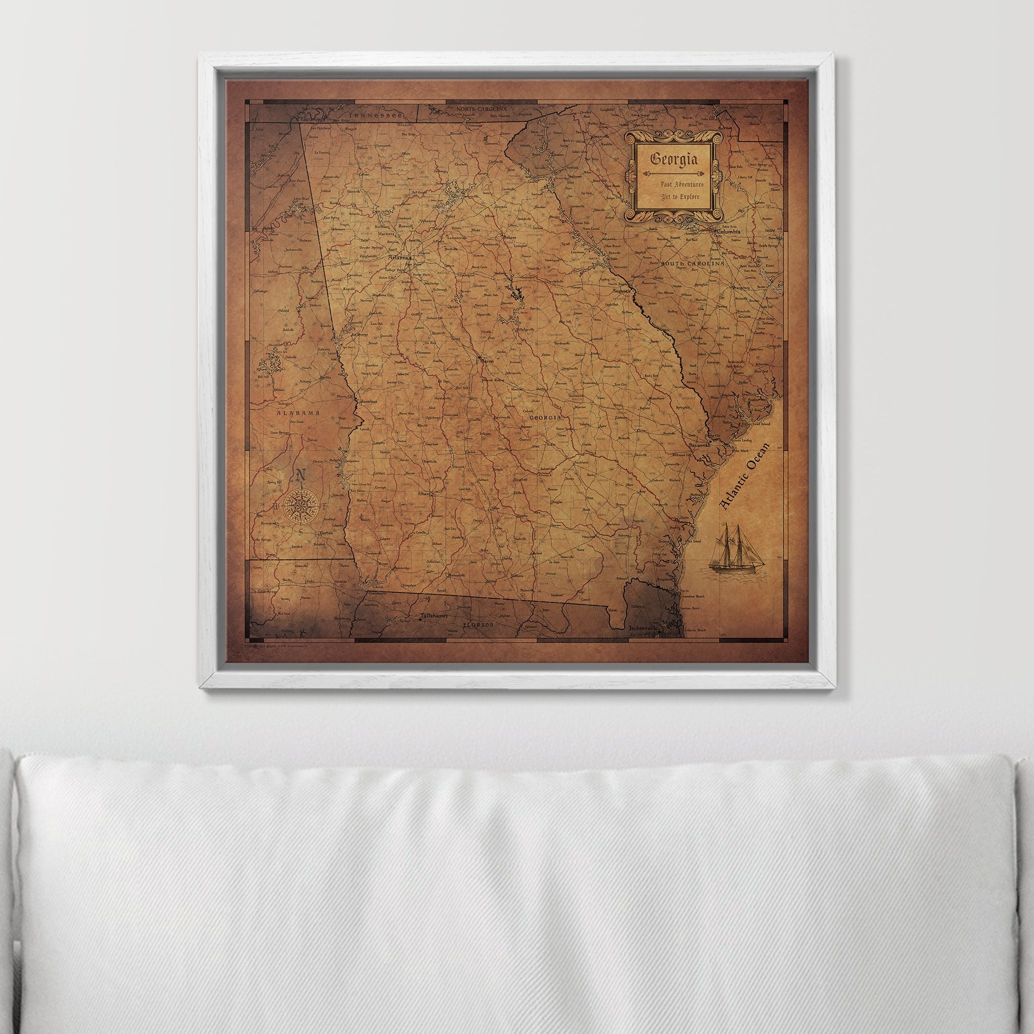 Push Pin Georgia Map (Pin Board) - Golden Aged CM Pin Board