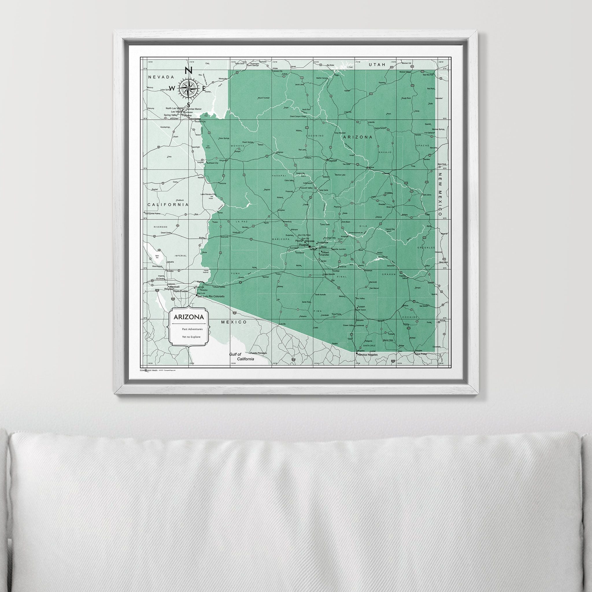 Push Pin Arizona Map (Pin Board) - Green Color Splash CM Pin Board