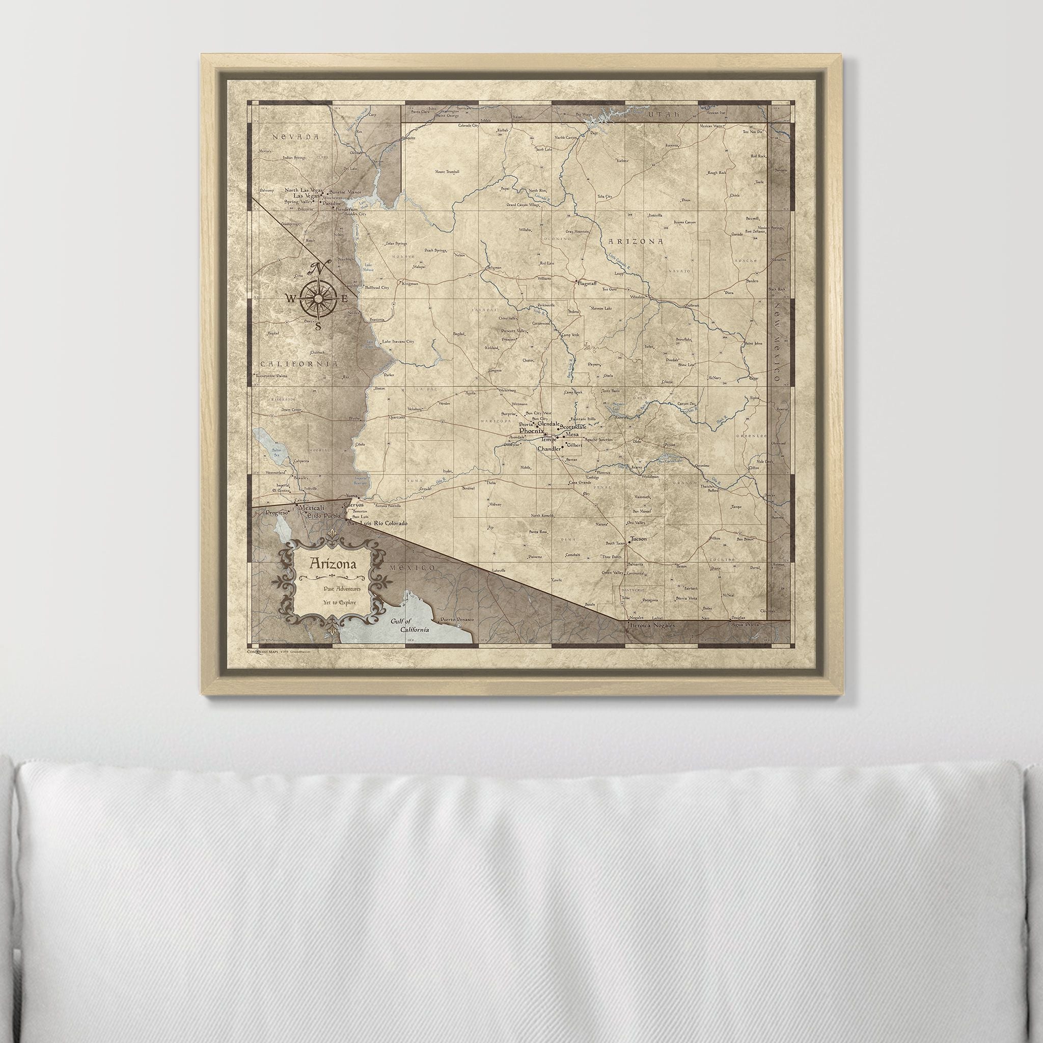 Push Pin Arizona Map (Pin Board) - Rustic Vintage CM Pin Board