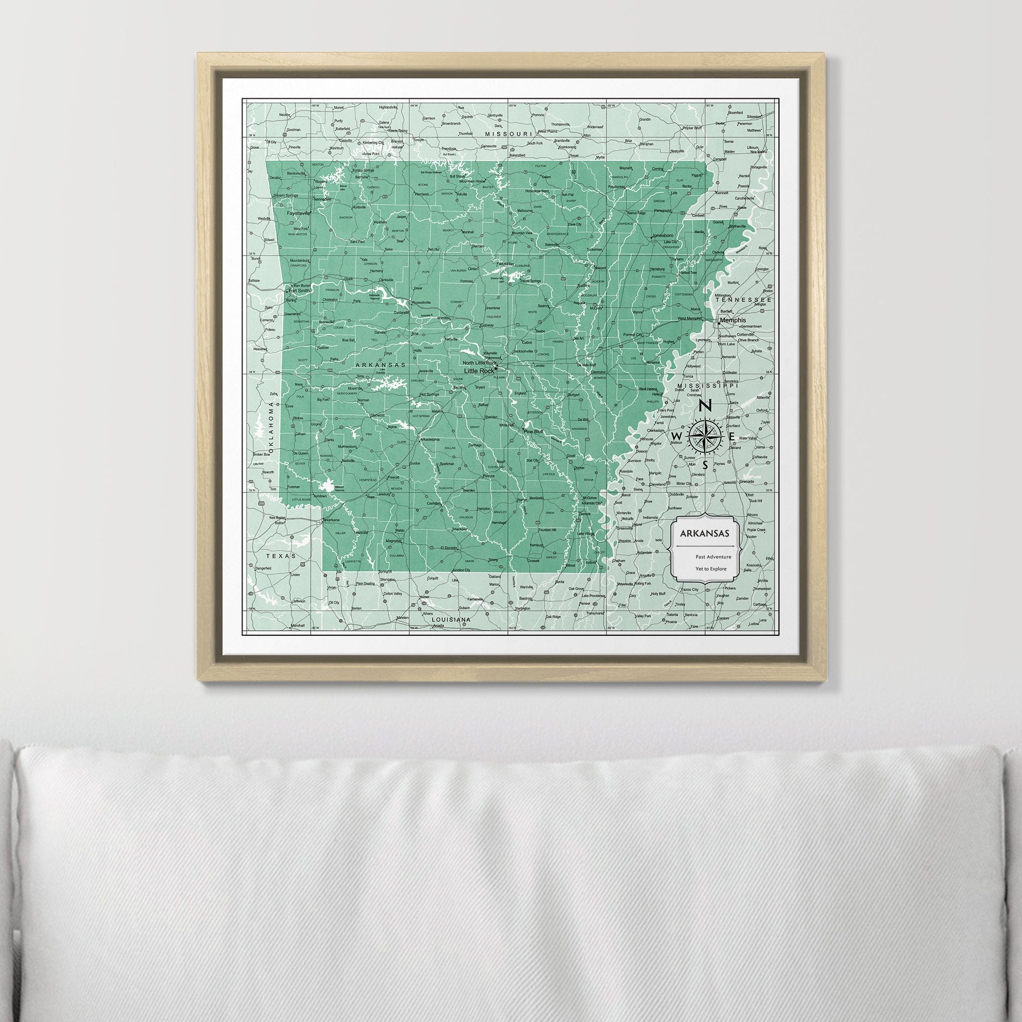 Push Pin Arkansas Map (Pin Board) - Green Color Splash CM Pin Board