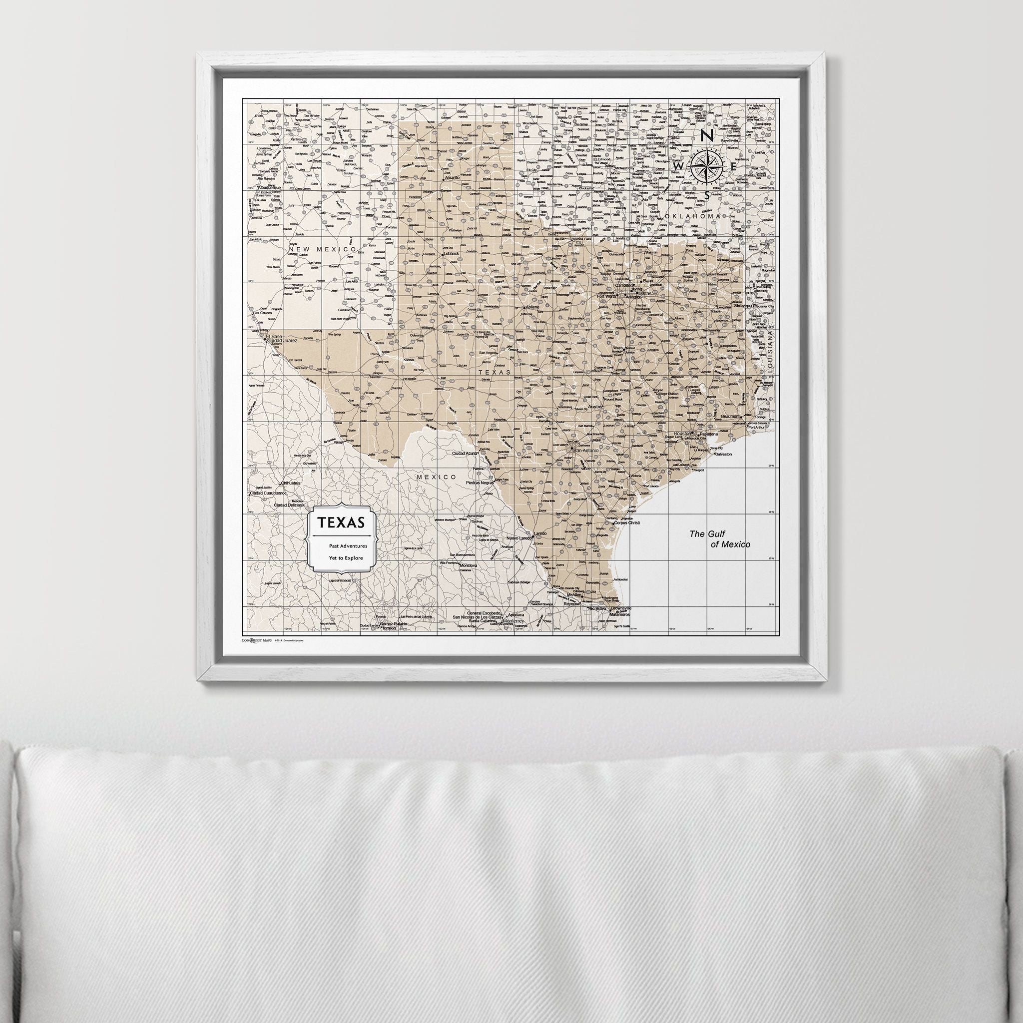 Push Pin Texas Map (Pin Board) - Light Brown Color Splash CM Pin Board