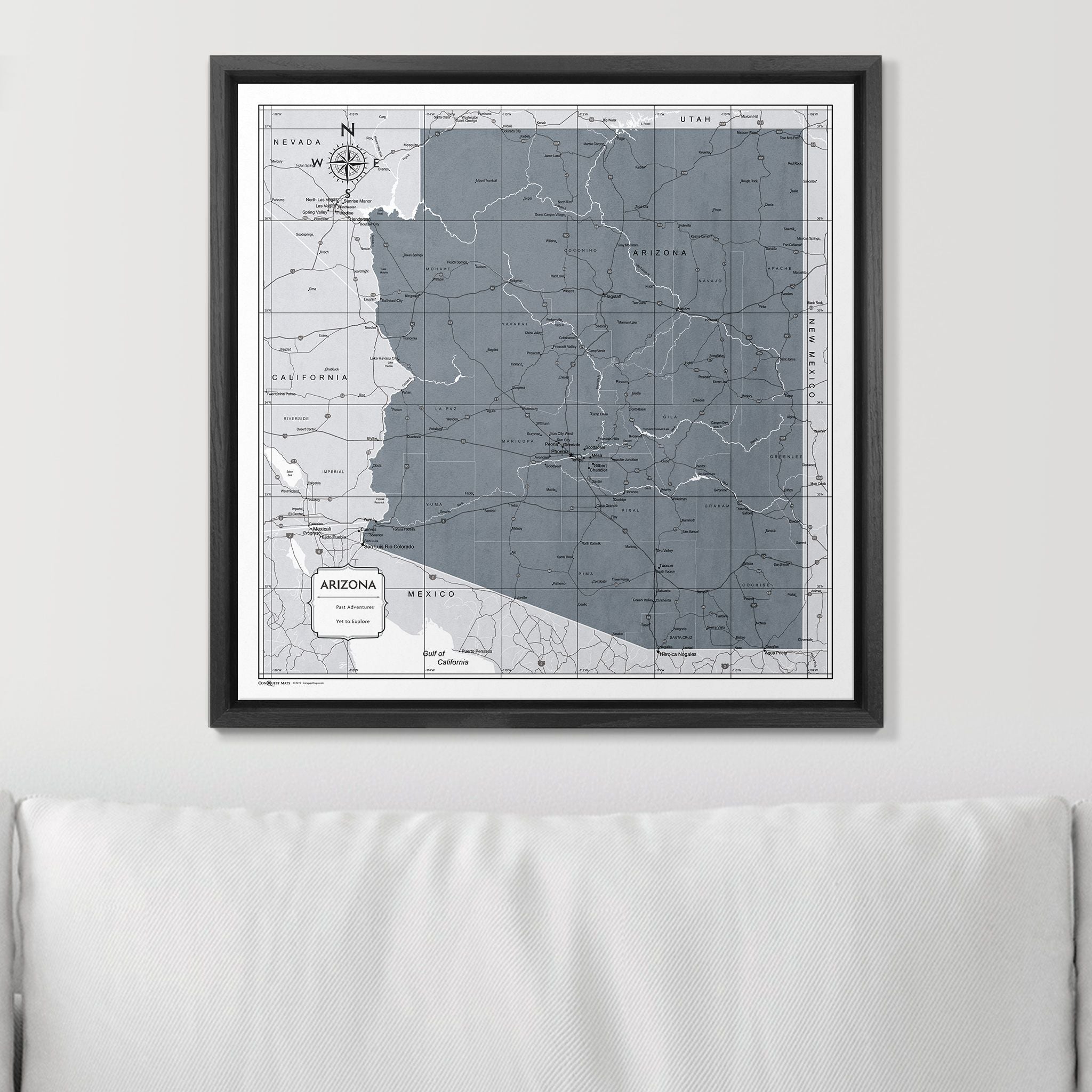 Push Pin Arizona Map (Pin Board) - Dark Gray Color Splash CM Pin Board