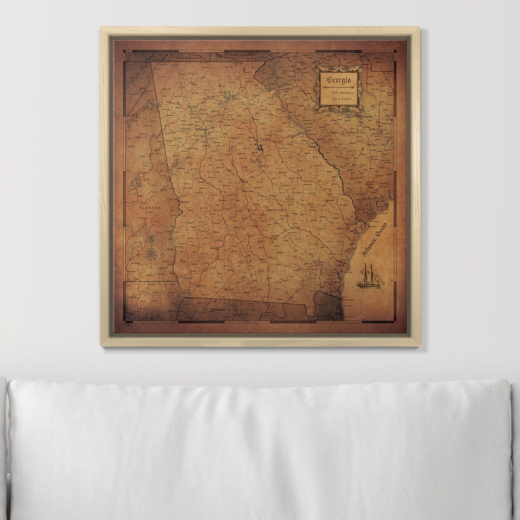 Push Pin Georgia Map (Pin Board) - Golden Aged CM Pin Board