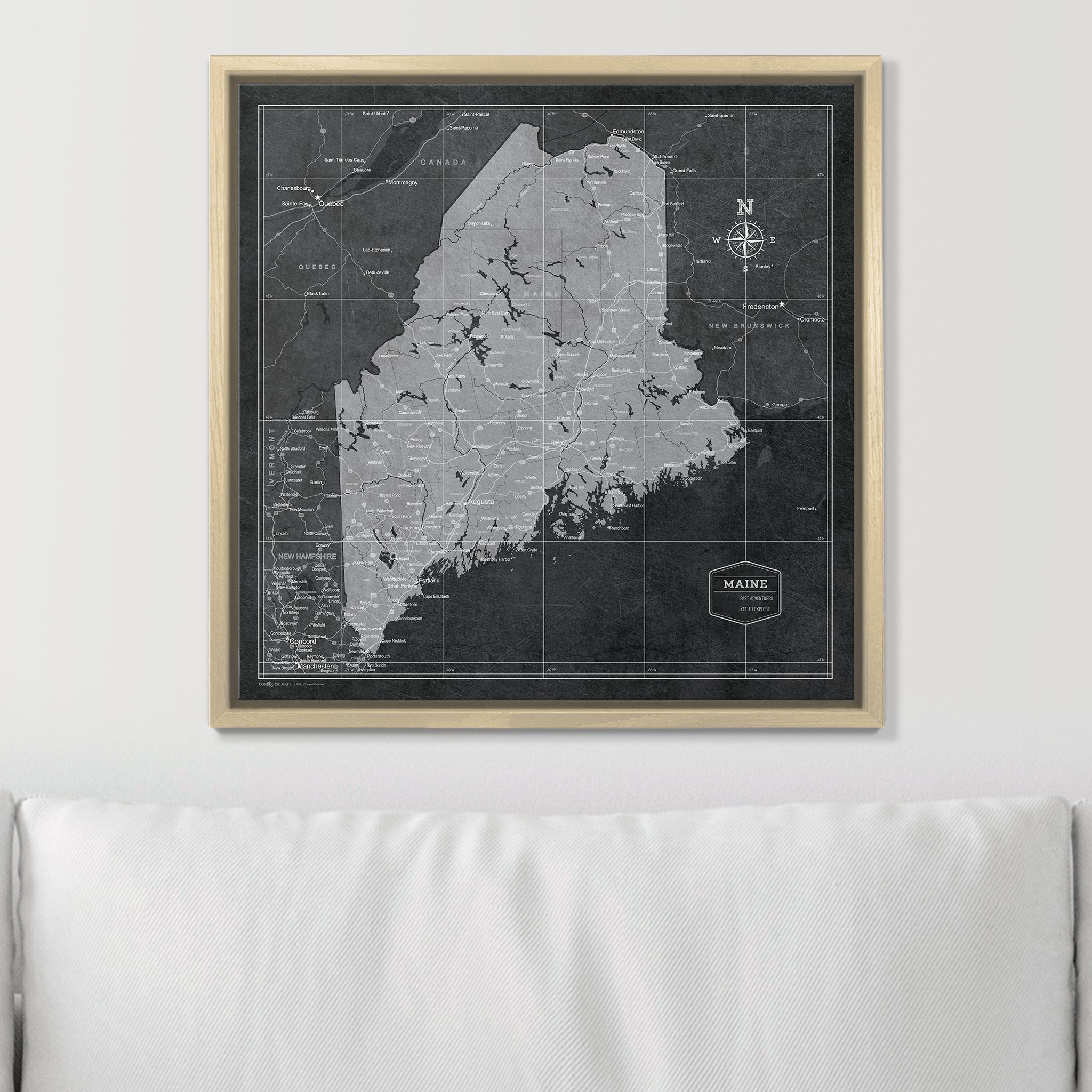 Push Pin Maine Map (Pin Board) - Modern Slate CM Pin Board