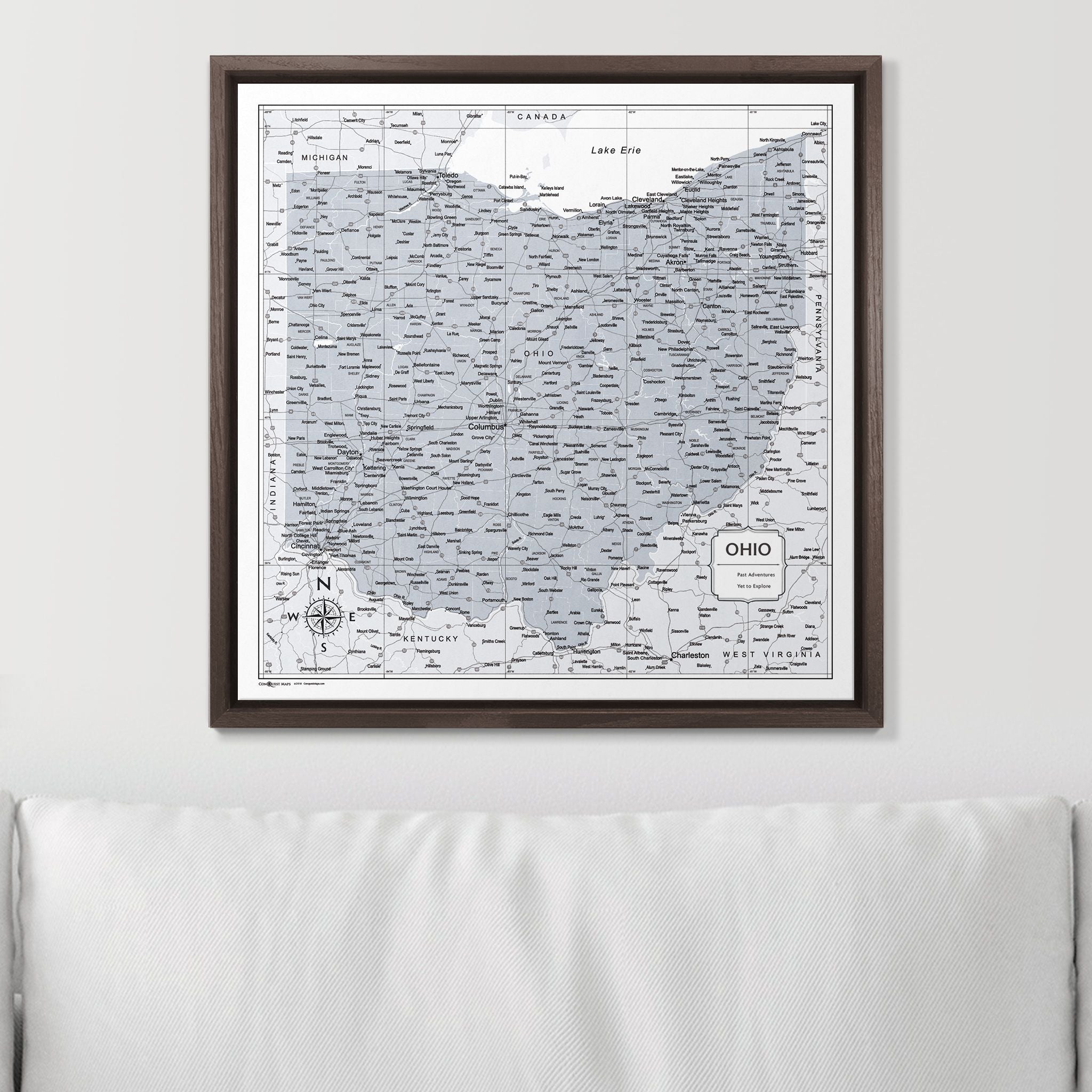Push Pin Ohio Map (Pin Board) - Light Gray Color Splash CM Pin Board