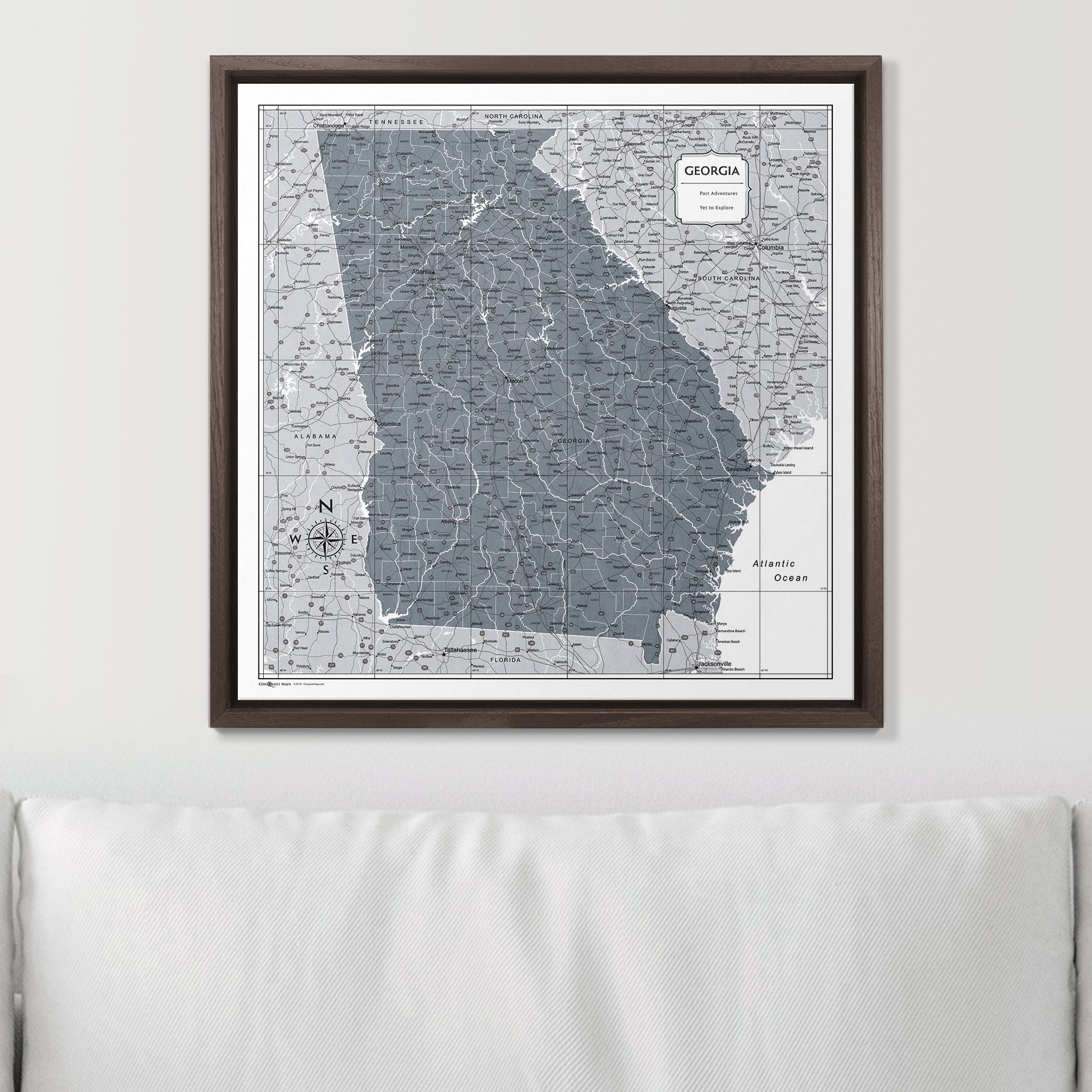 Push Pin Georgia Map (Pin Board) - Dark Gray Color Splash CM Pin Board