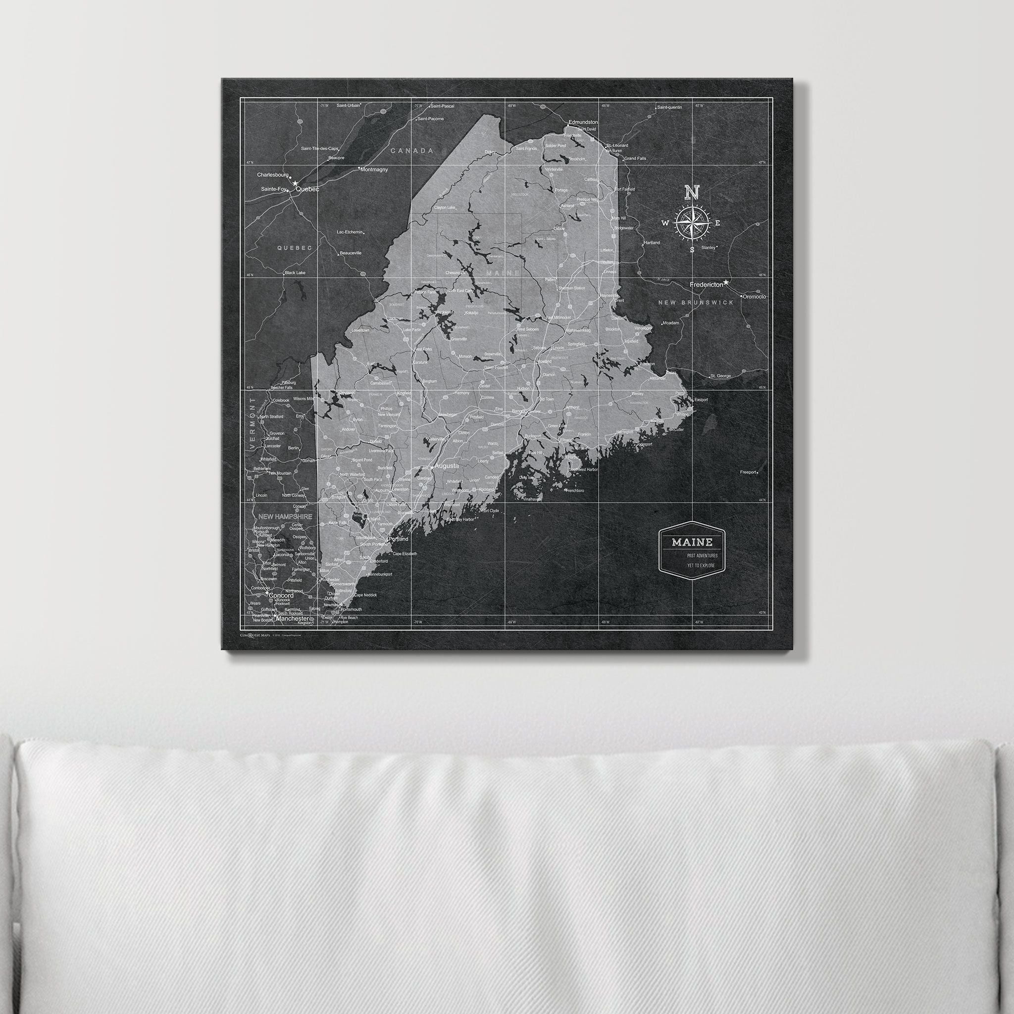 Push Pin Maine Map (Pin Board) - Modern Slate CM Pin Board