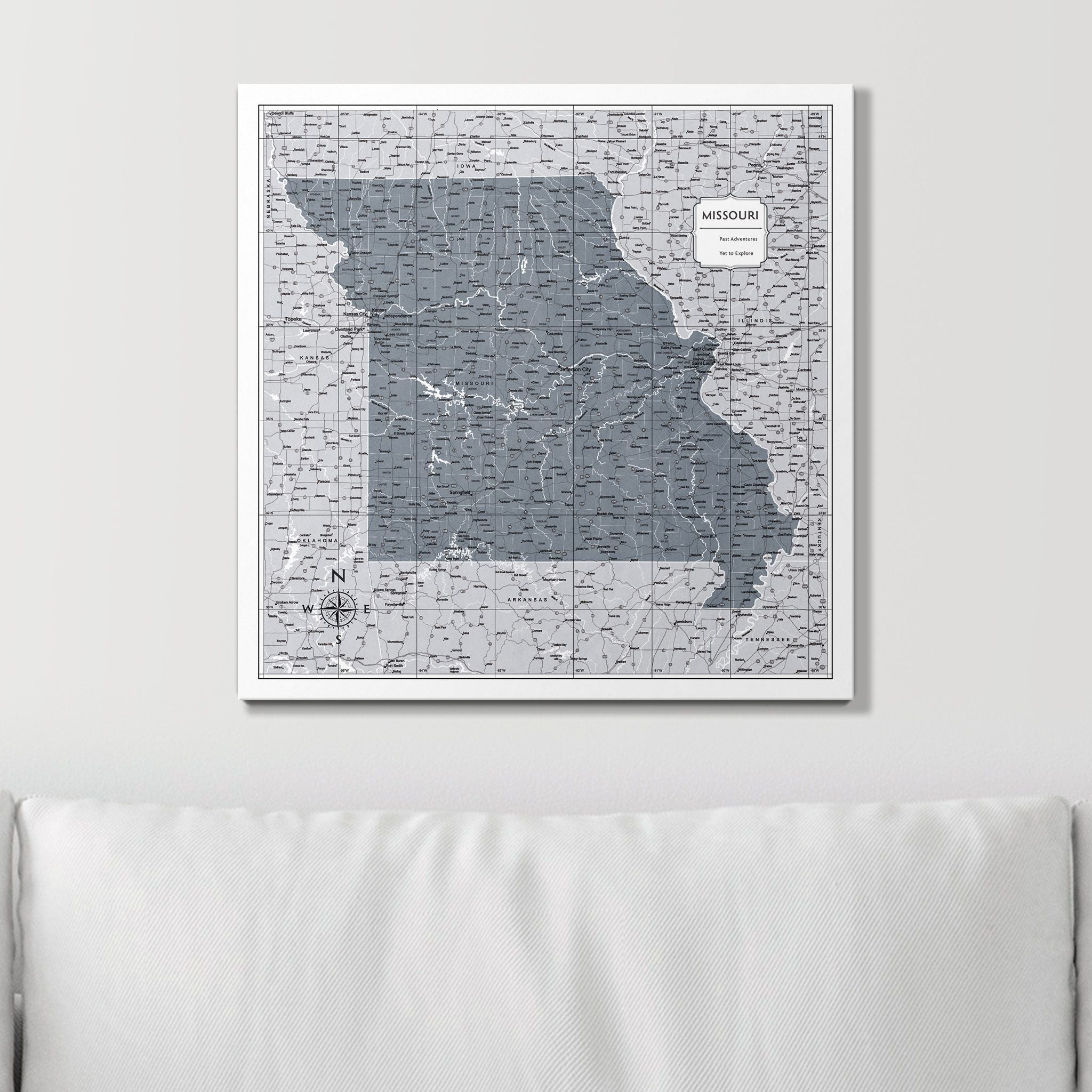 Push Pin Missouri Map (Pin Board) - Dark Gray Color Splash CM Pin Board
