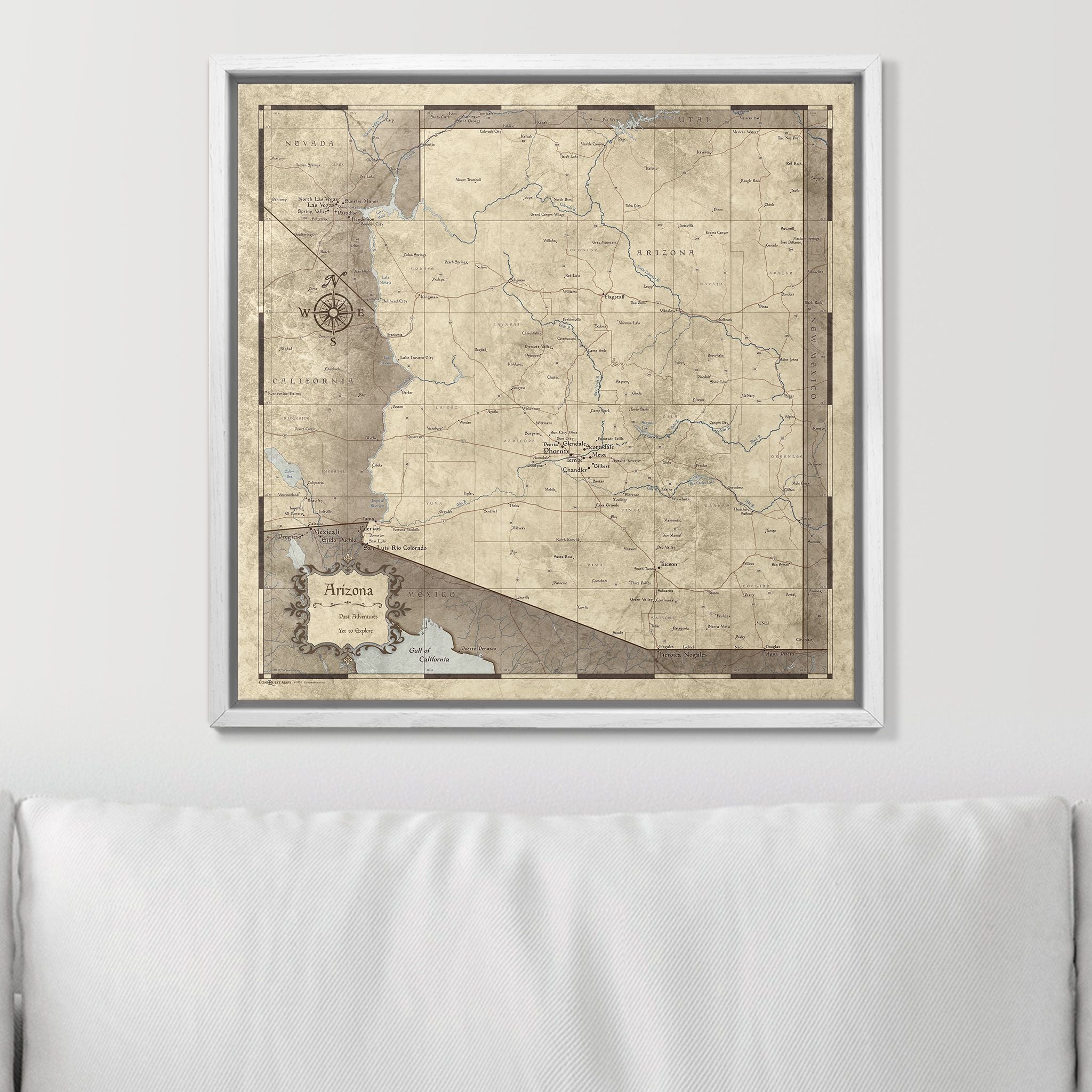 Push Pin Arizona Map (Pin Board) - Rustic Vintage CM Pin Board