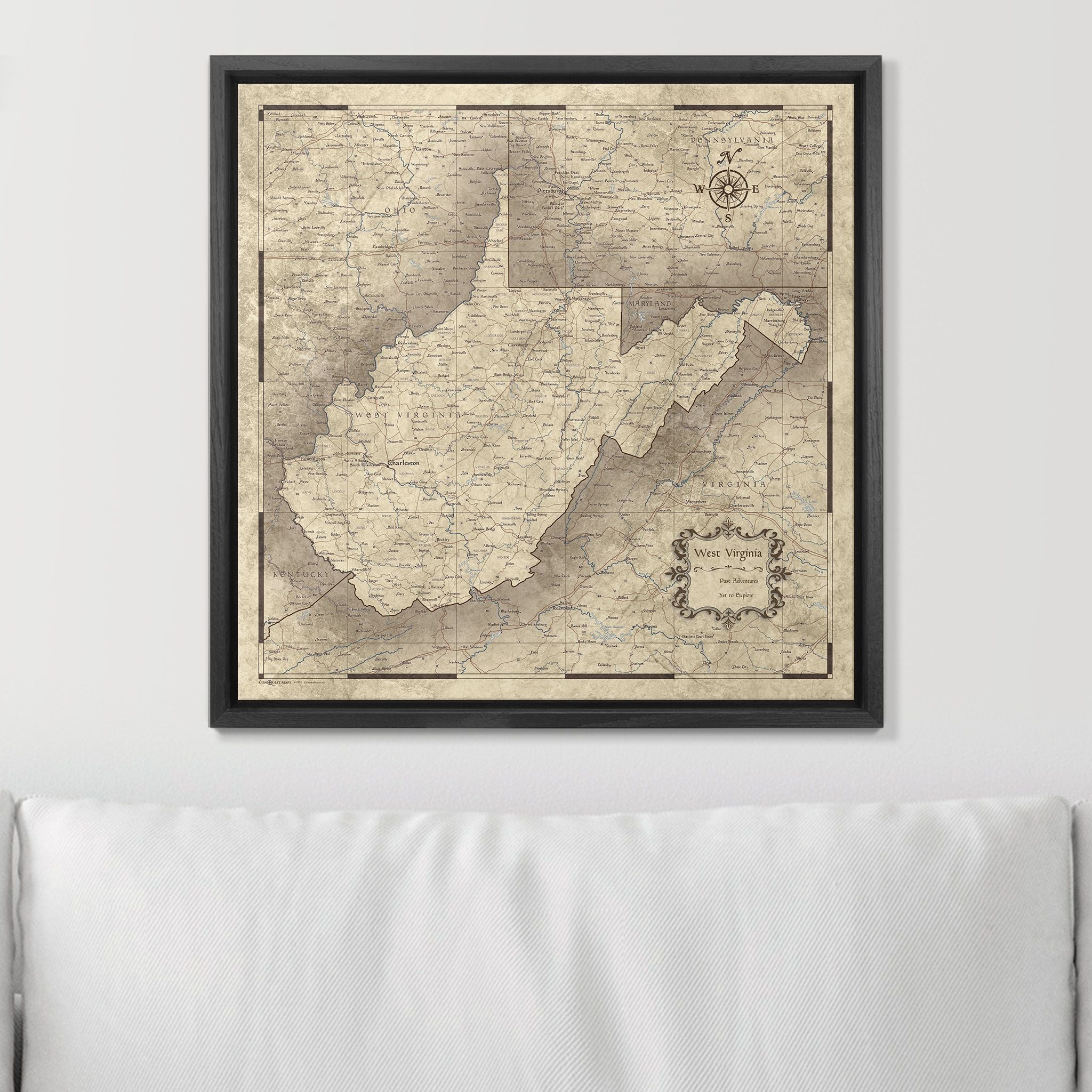 Push Pin West Virginia Map (Pin Board) - Rustic Vintage CM Pin Board