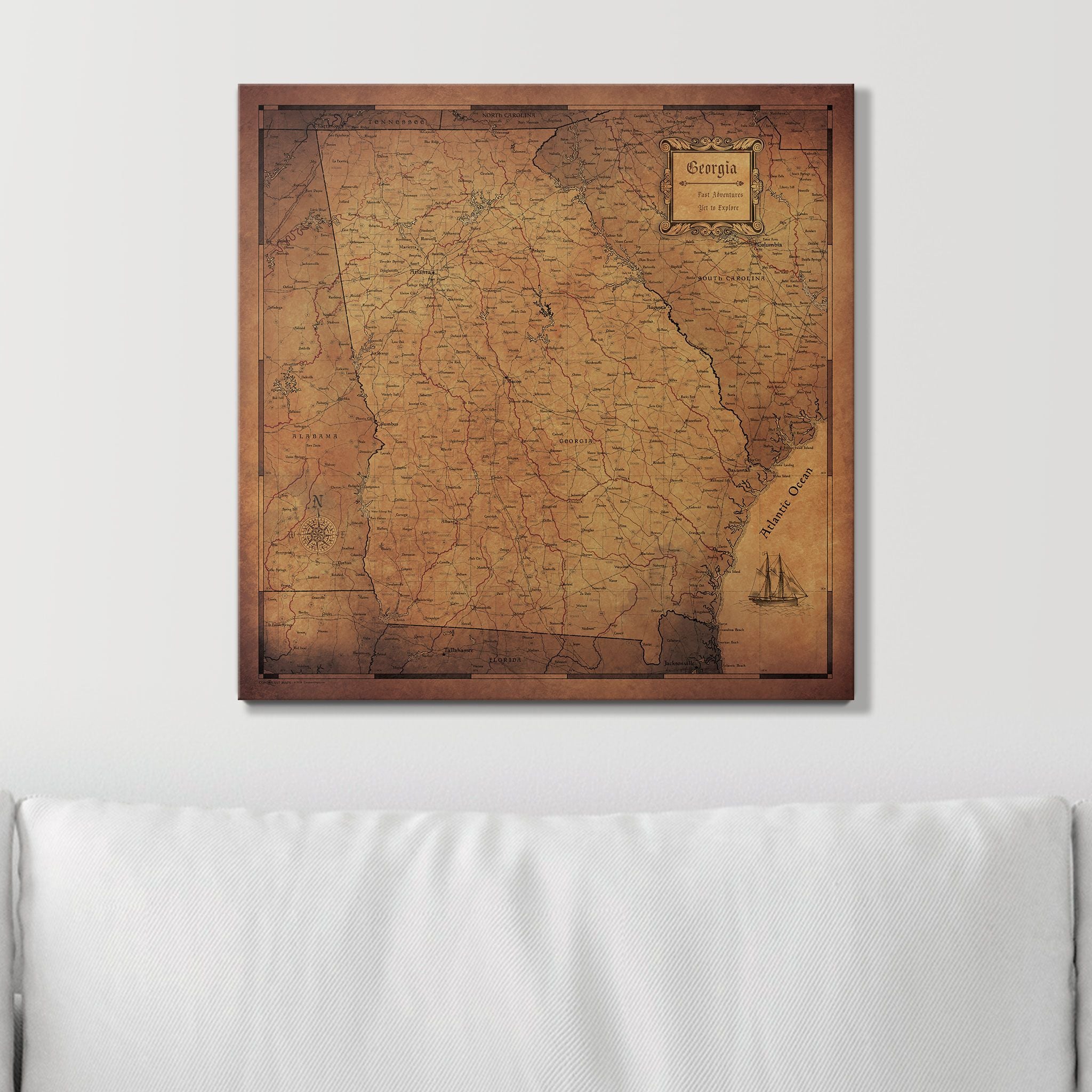 Push Pin Georgia Map (Pin Board) - Golden Aged CM Pin Board