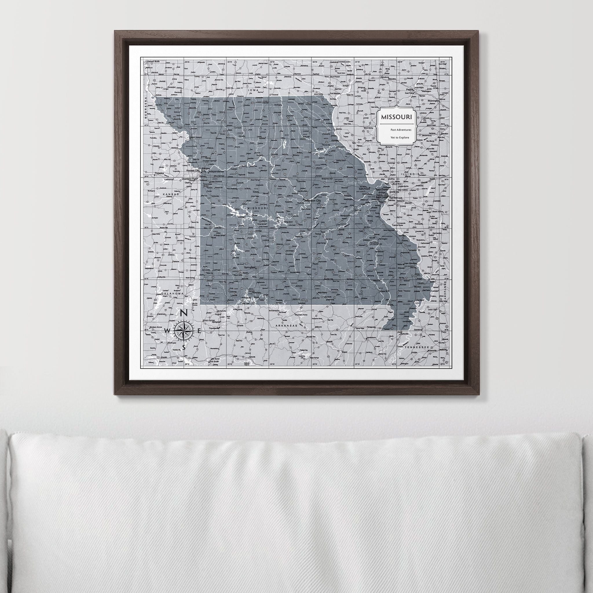 Push Pin Missouri Map (Pin Board) - Dark Gray Color Splash CM Pin Board
