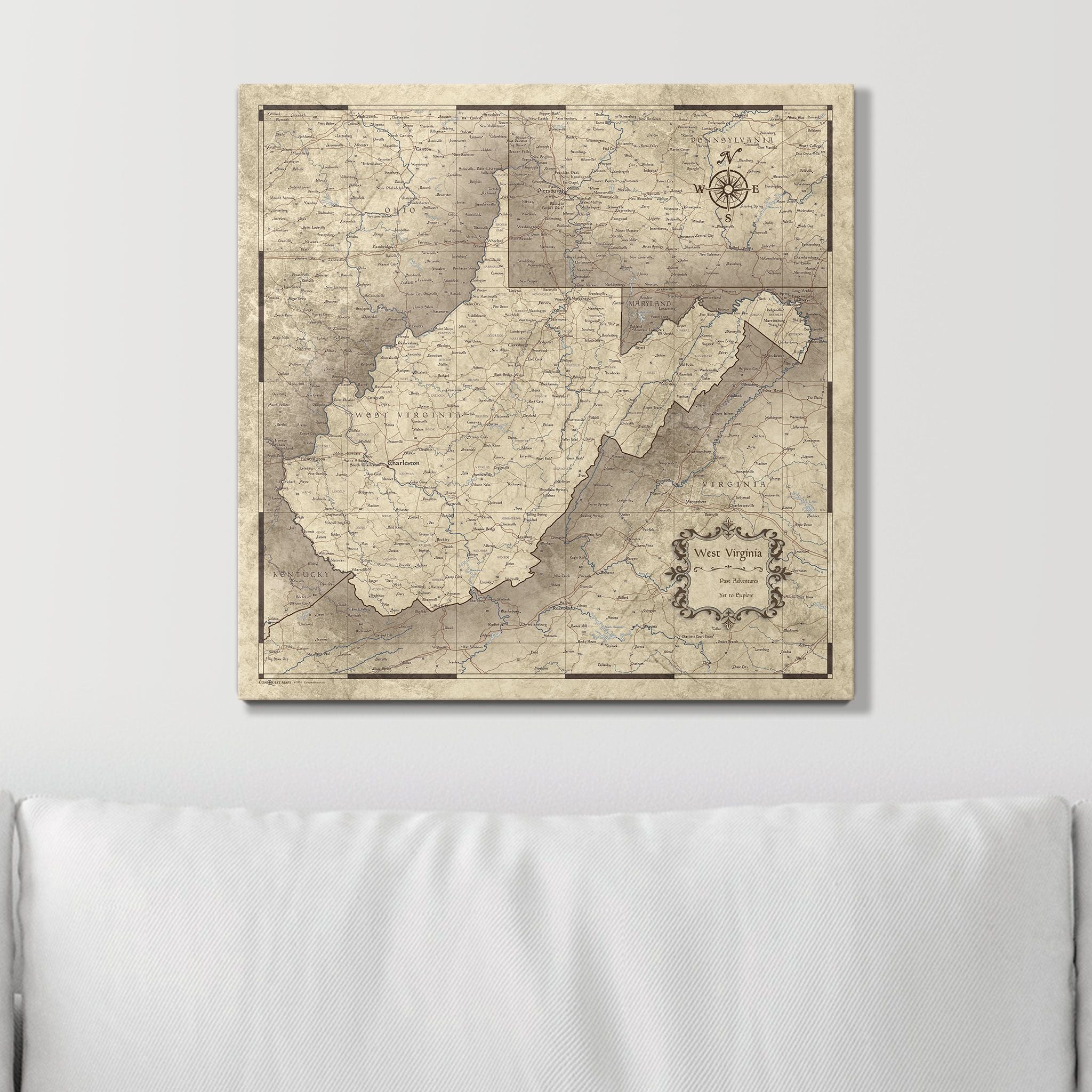 Push Pin West Virginia Map (Pin Board) - Rustic Vintage CM Pin Board