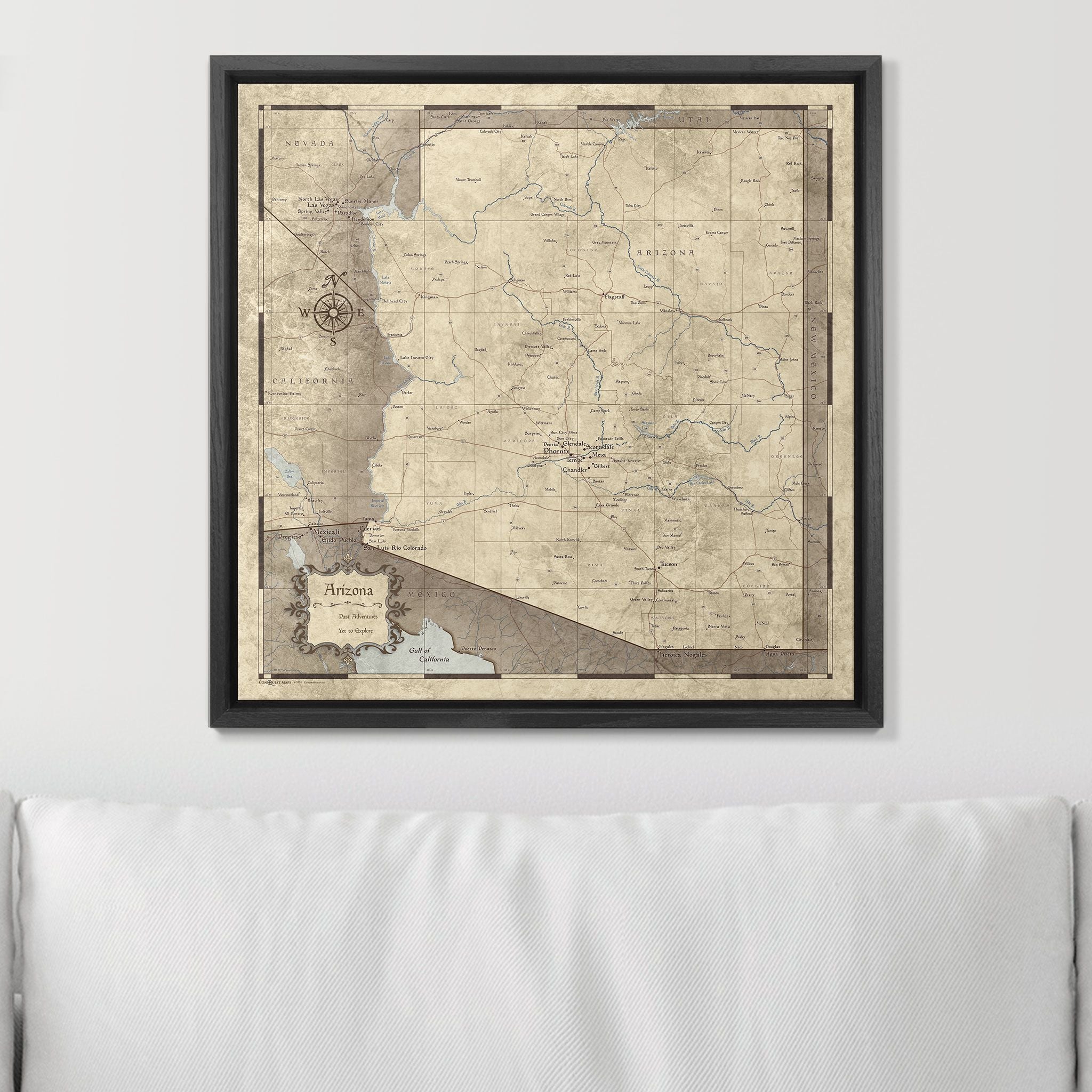 Push Pin Arizona Map (Pin Board) - Rustic Vintage CM Pin Board