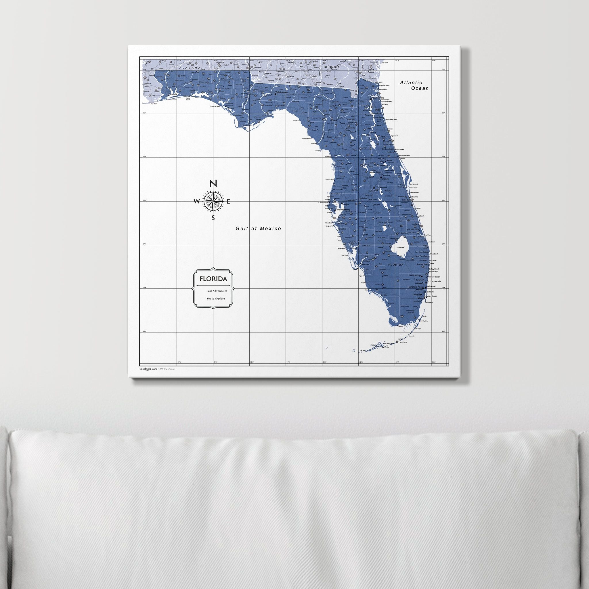 Push Pin Florida Map (Pin Board) - Navy Color Splash CM Pin Board