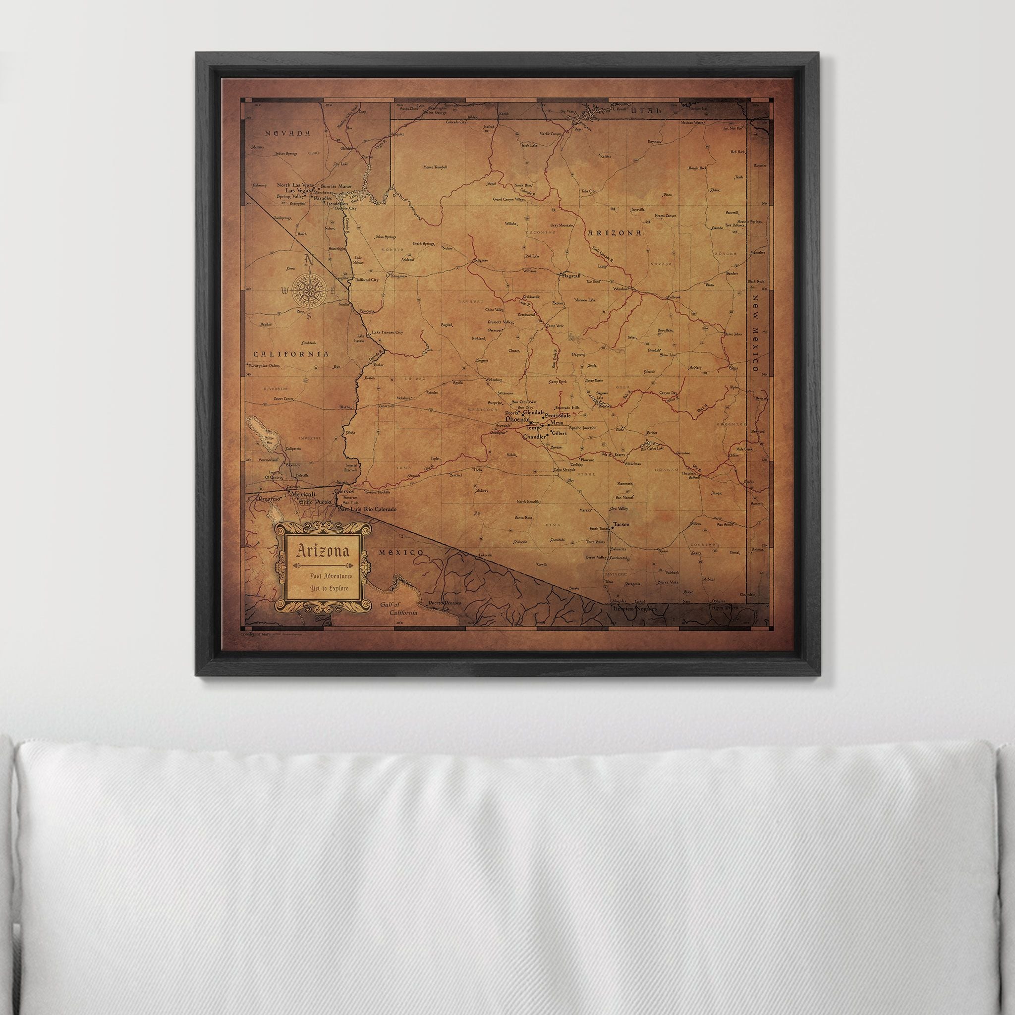 Push Pin Arizona Map (Pin Board) - Golden Aged CM Pin Board