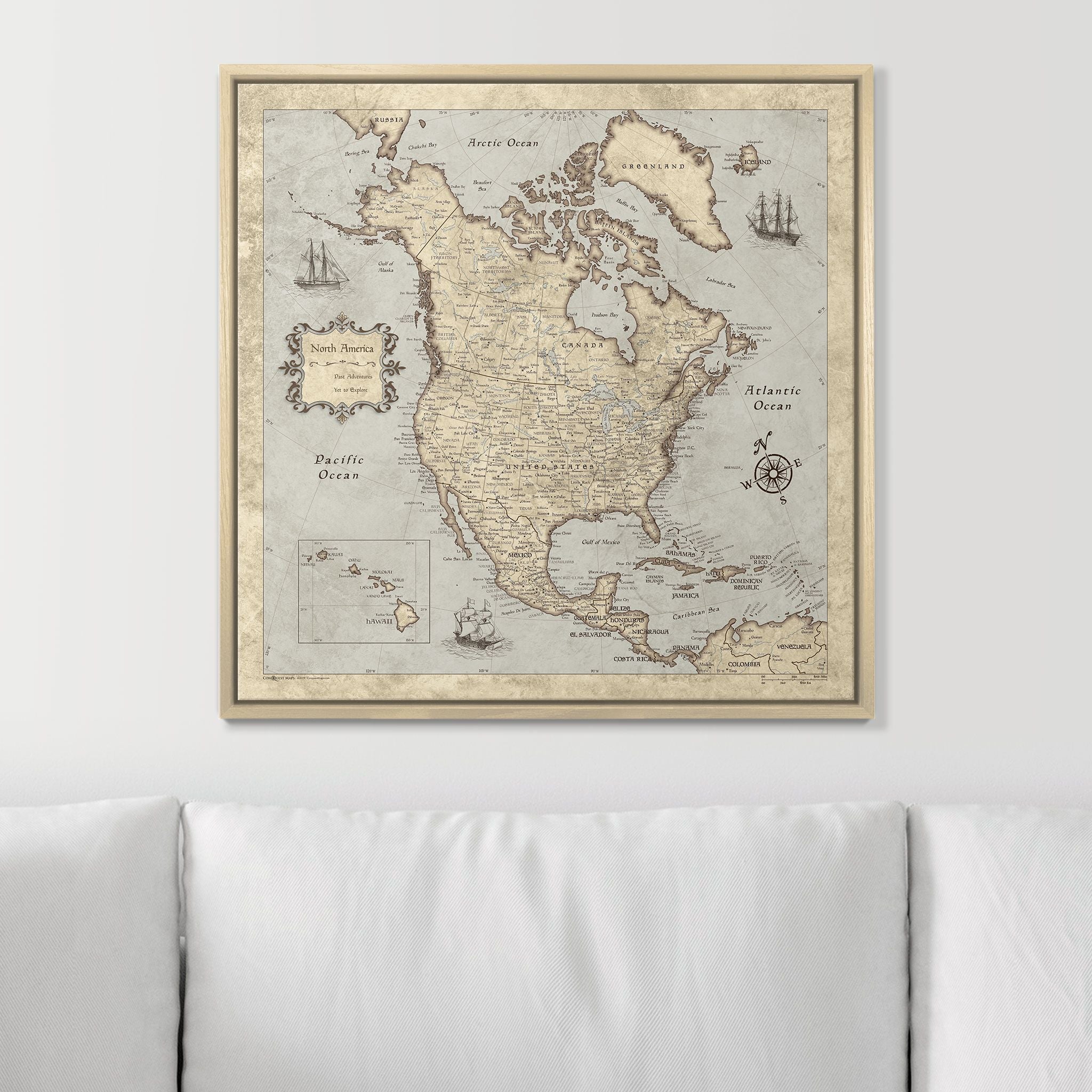 Push Pin North America Map (Pin Board) - Rustic Vintage CM Pin Board