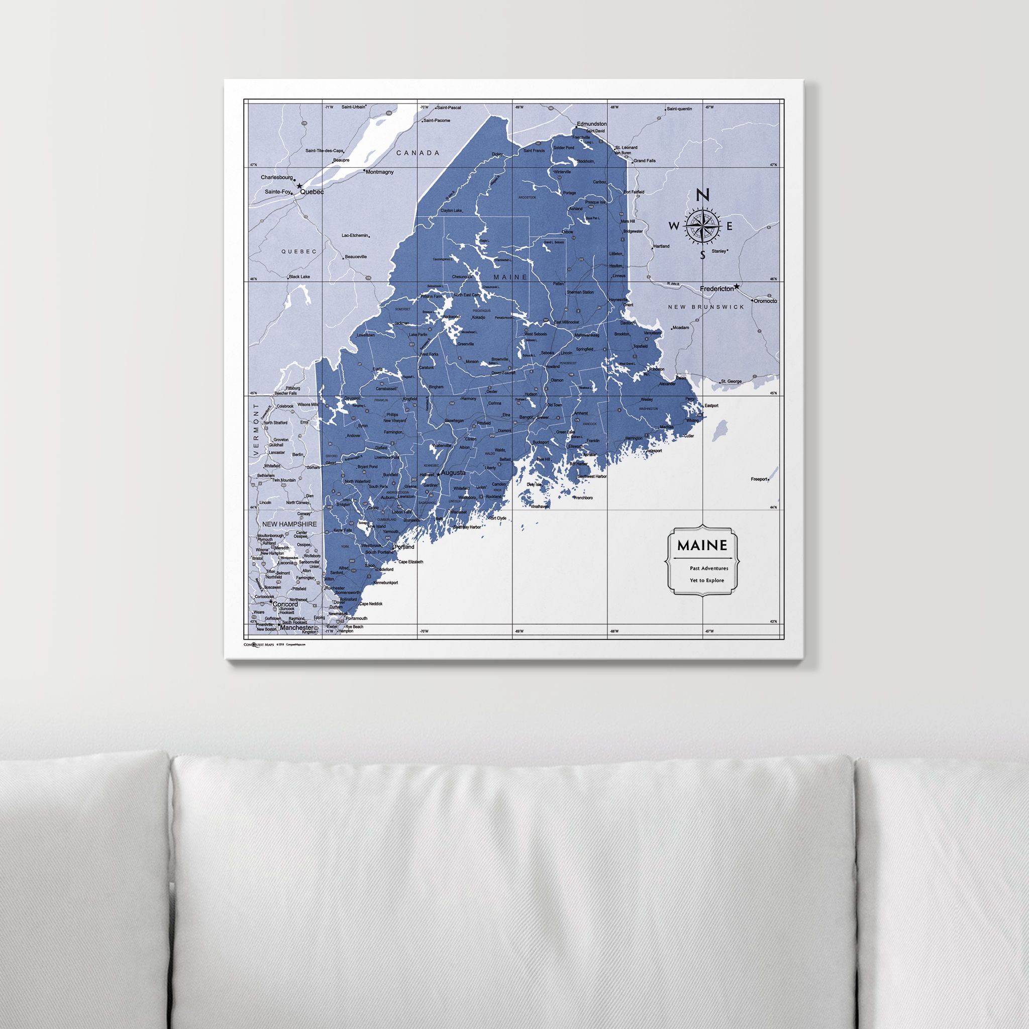 Push Pin Maine Map (Pin Board) - Navy Color Splash CM Pin Board
