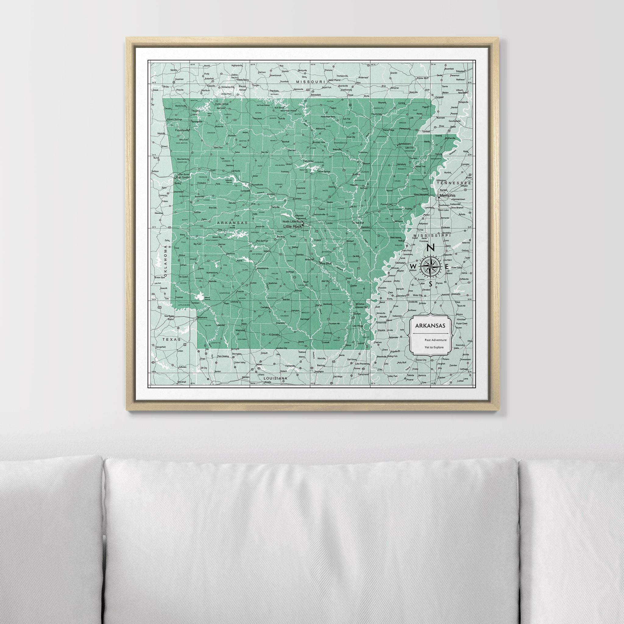 Push Pin Arkansas Map (Pin Board) - Green Color Splash CM Pin Board