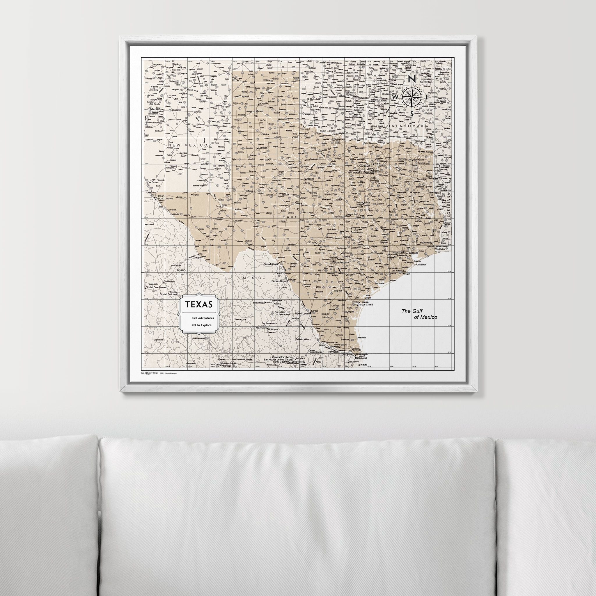 Push Pin Texas Map (Pin Board) - Light Brown Color Splash CM Pin Board