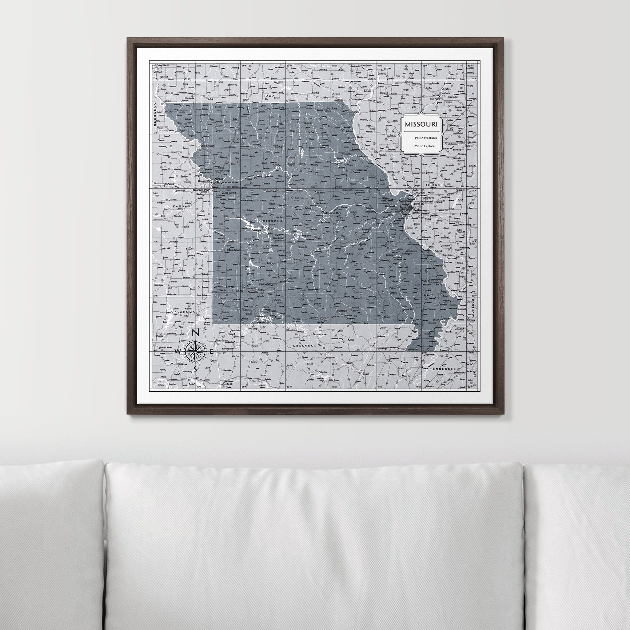 Push Pin Missouri Map (Pin Board) - Dark Gray Color Splash CM Pin Board