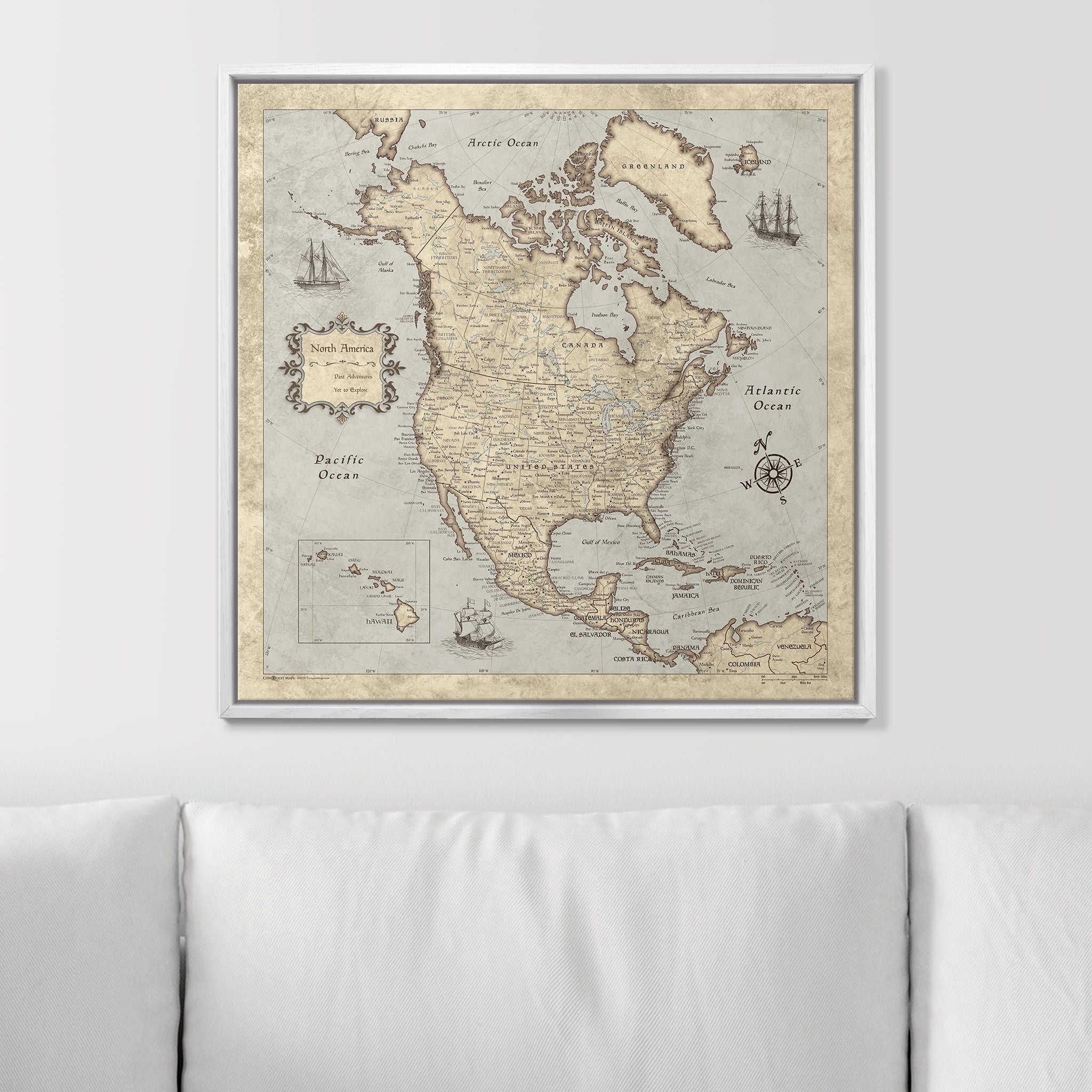 Push Pin North America Map (Pin Board) - Rustic Vintage CM Pin Board