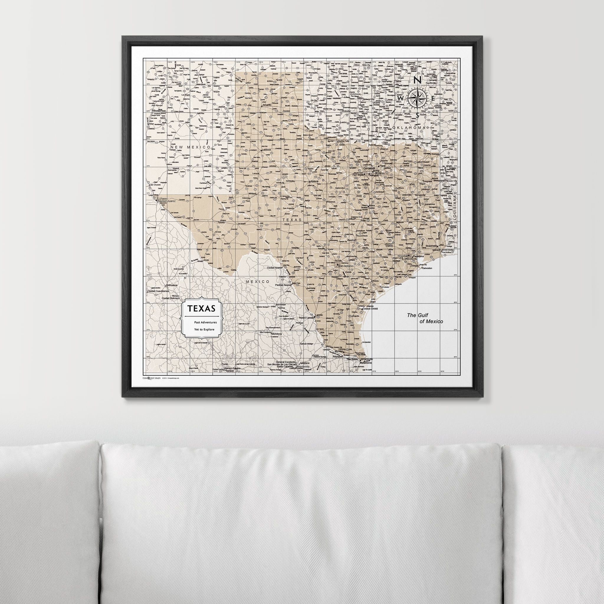 Push Pin Texas Map (Pin Board) - Light Brown Color Splash CM Pin Board