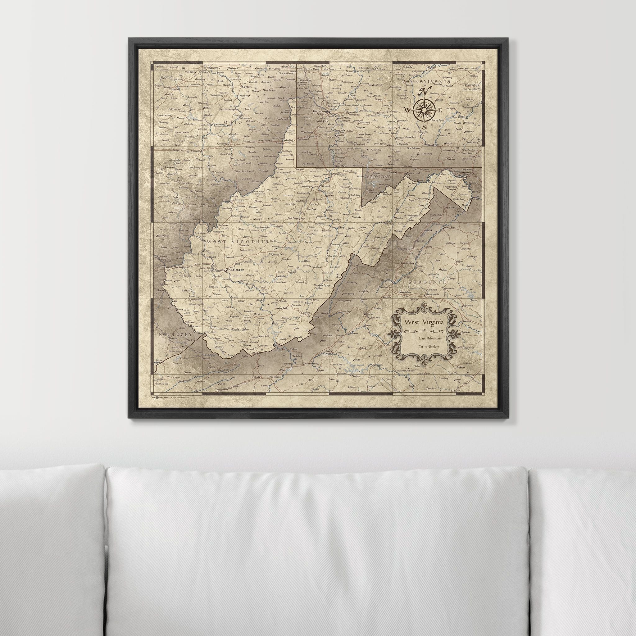 Push Pin West Virginia Map (Pin Board) - Rustic Vintage CM Pin Board