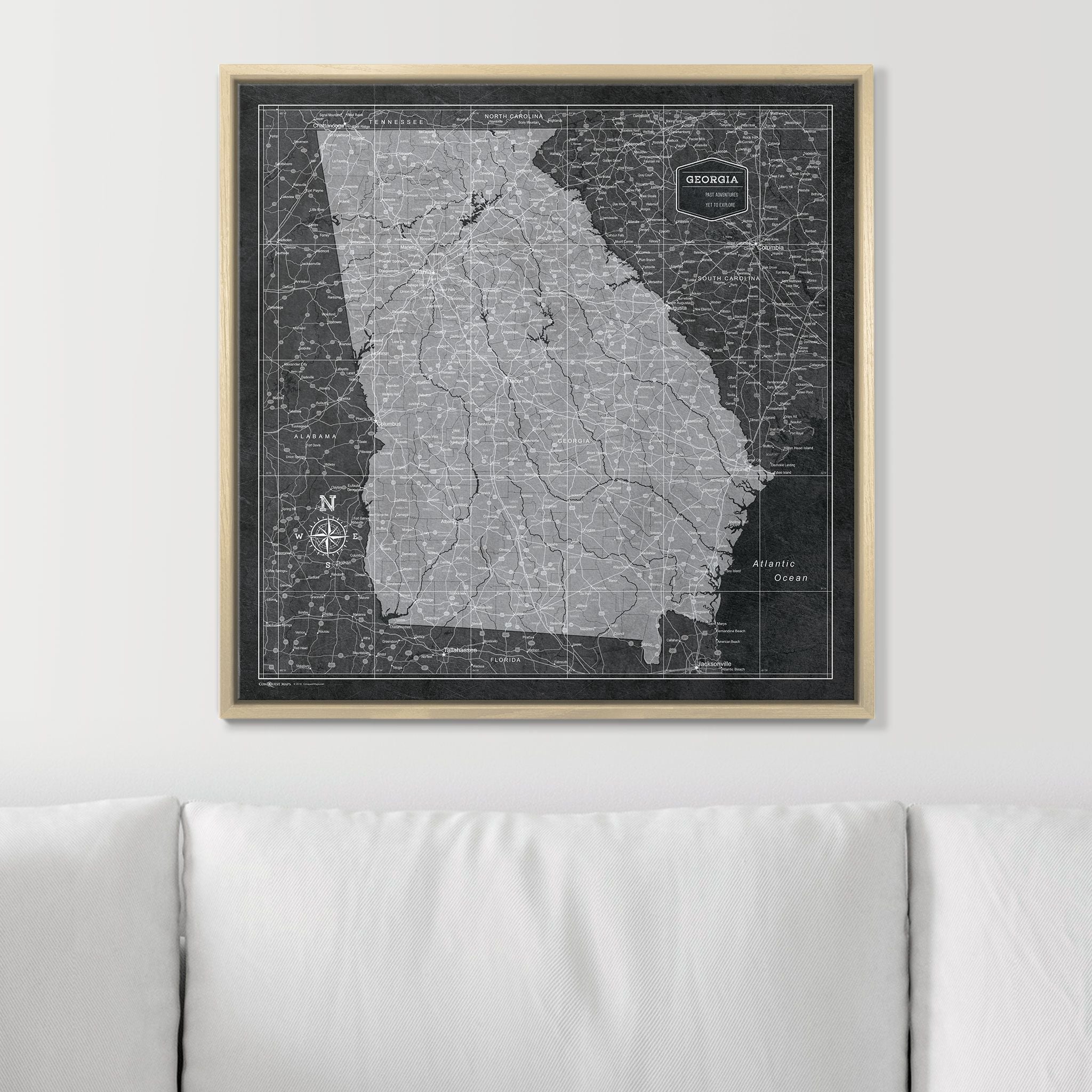Push Pin Georgia Map (Pin Board) - Modern Slate CM Pin Board