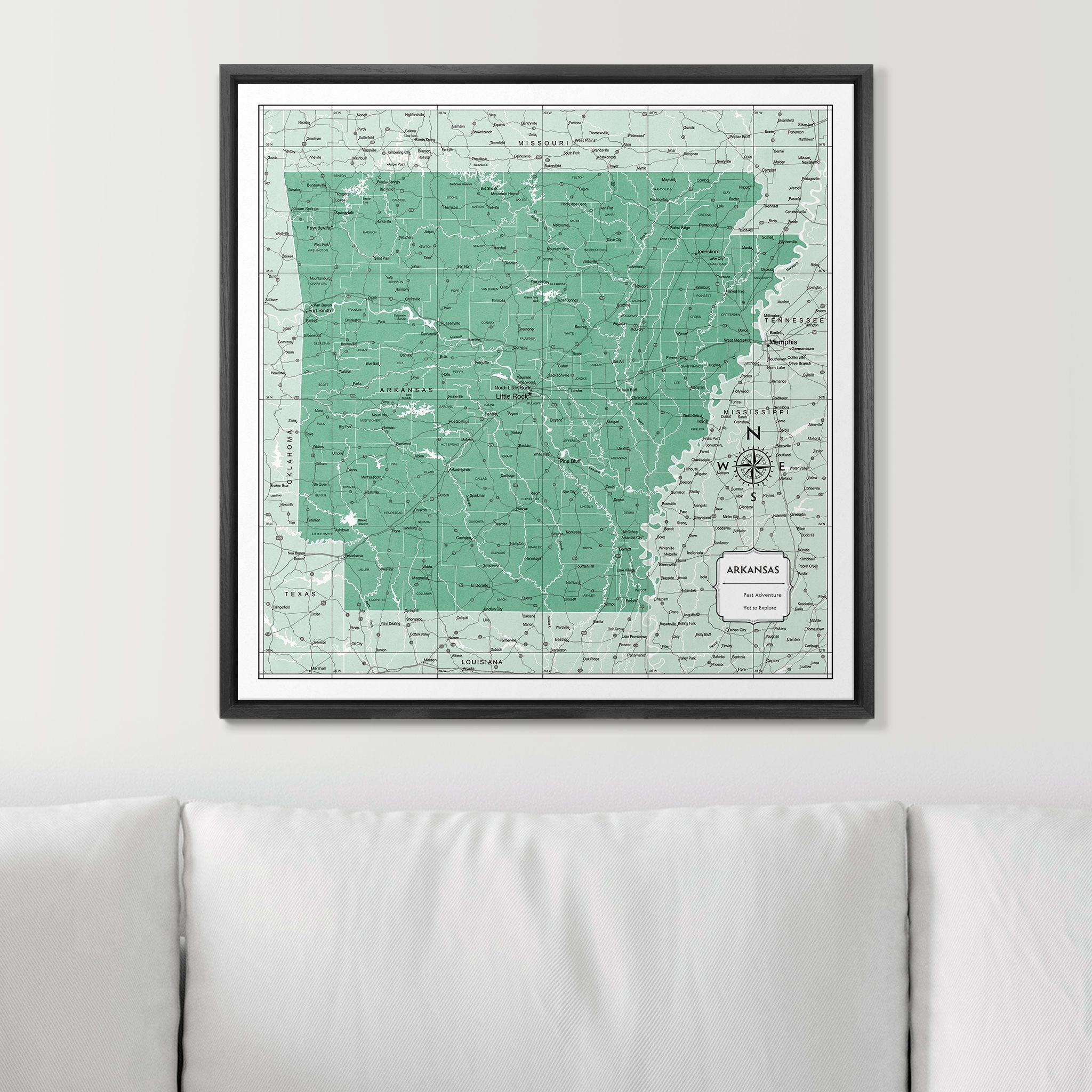 Push Pin Arkansas Map (Pin Board) - Green Color Splash CM Pin Board