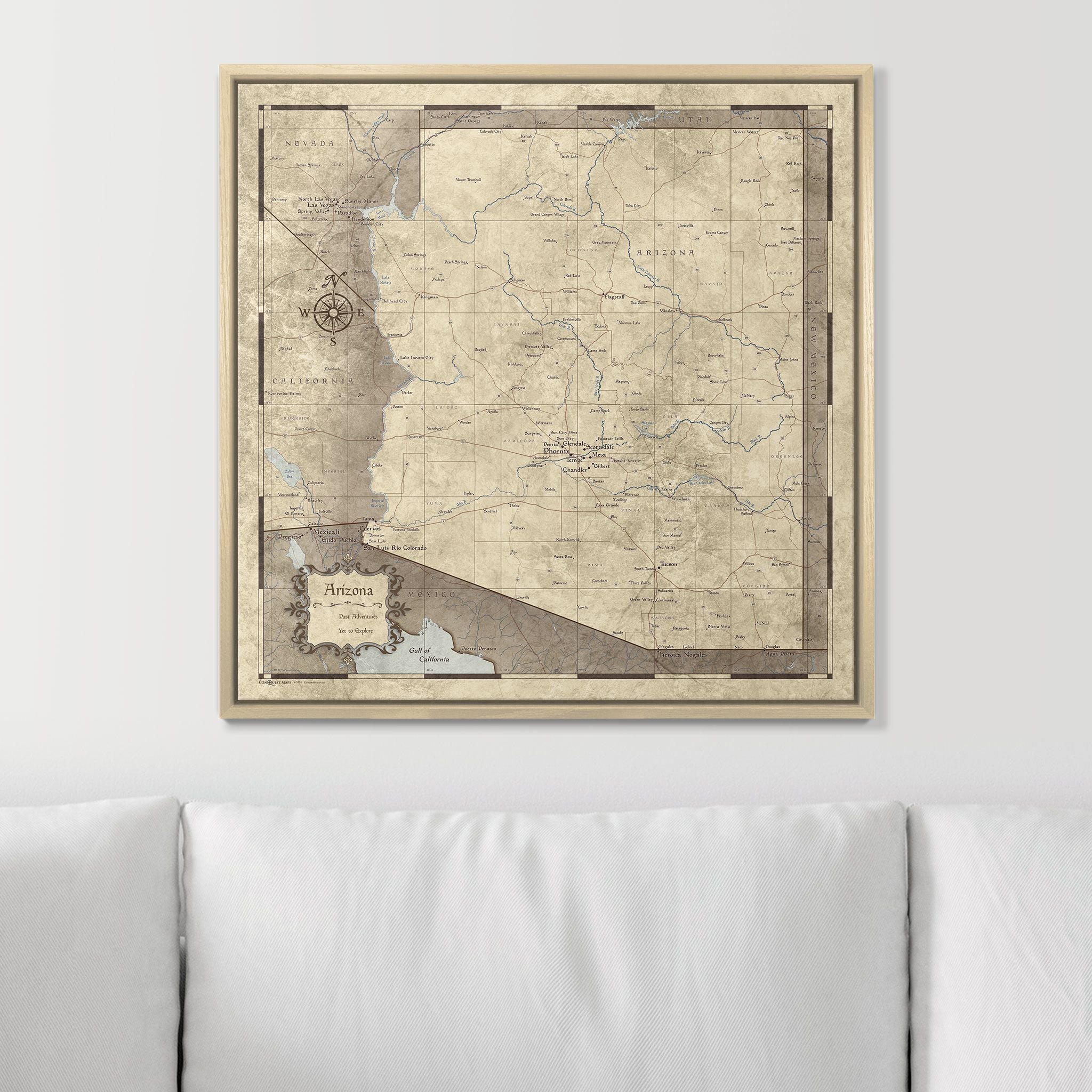 Push Pin Arizona Map (Pin Board) - Rustic Vintage CM Pin Board