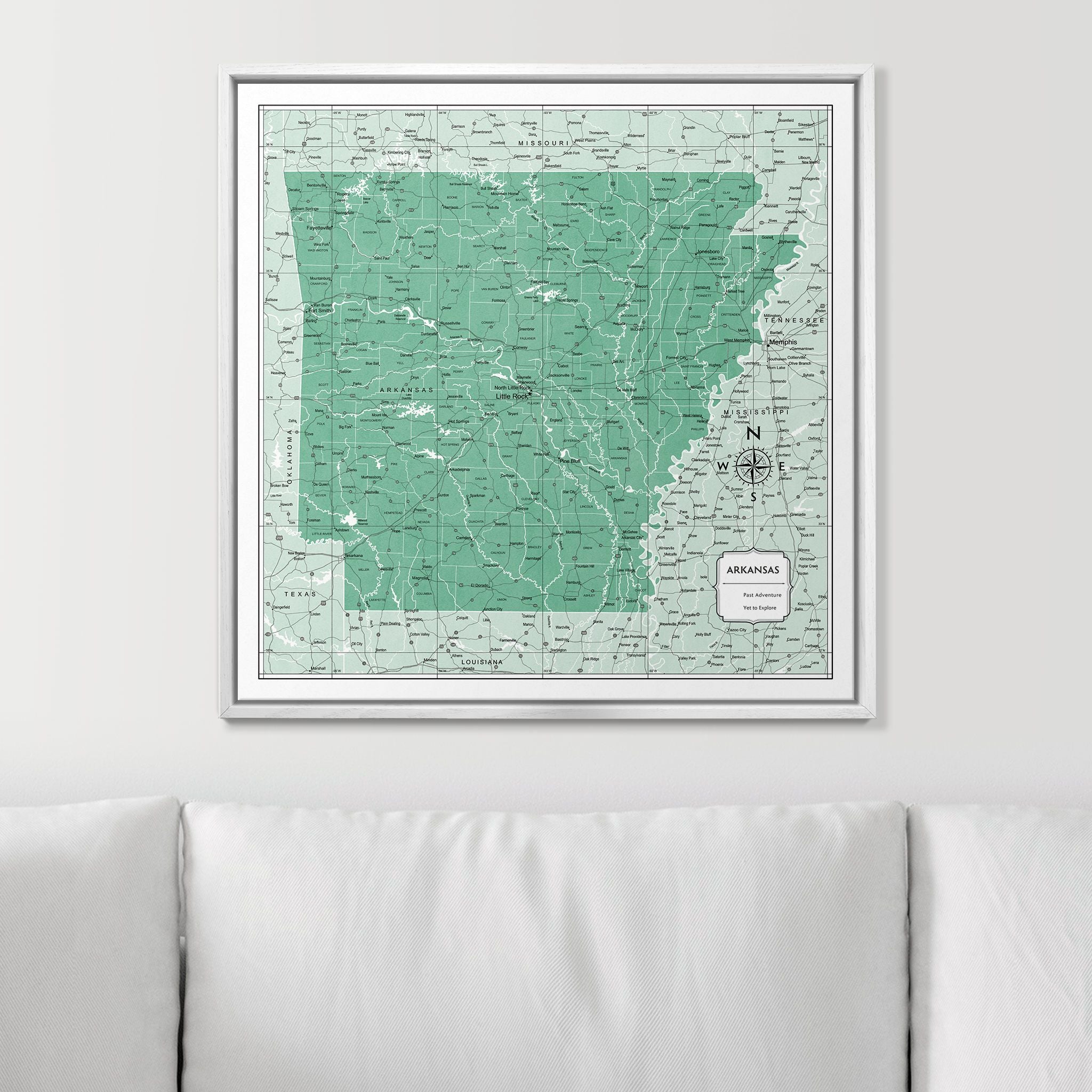 Push Pin Arkansas Map (Pin Board) - Green Color Splash CM Pin Board