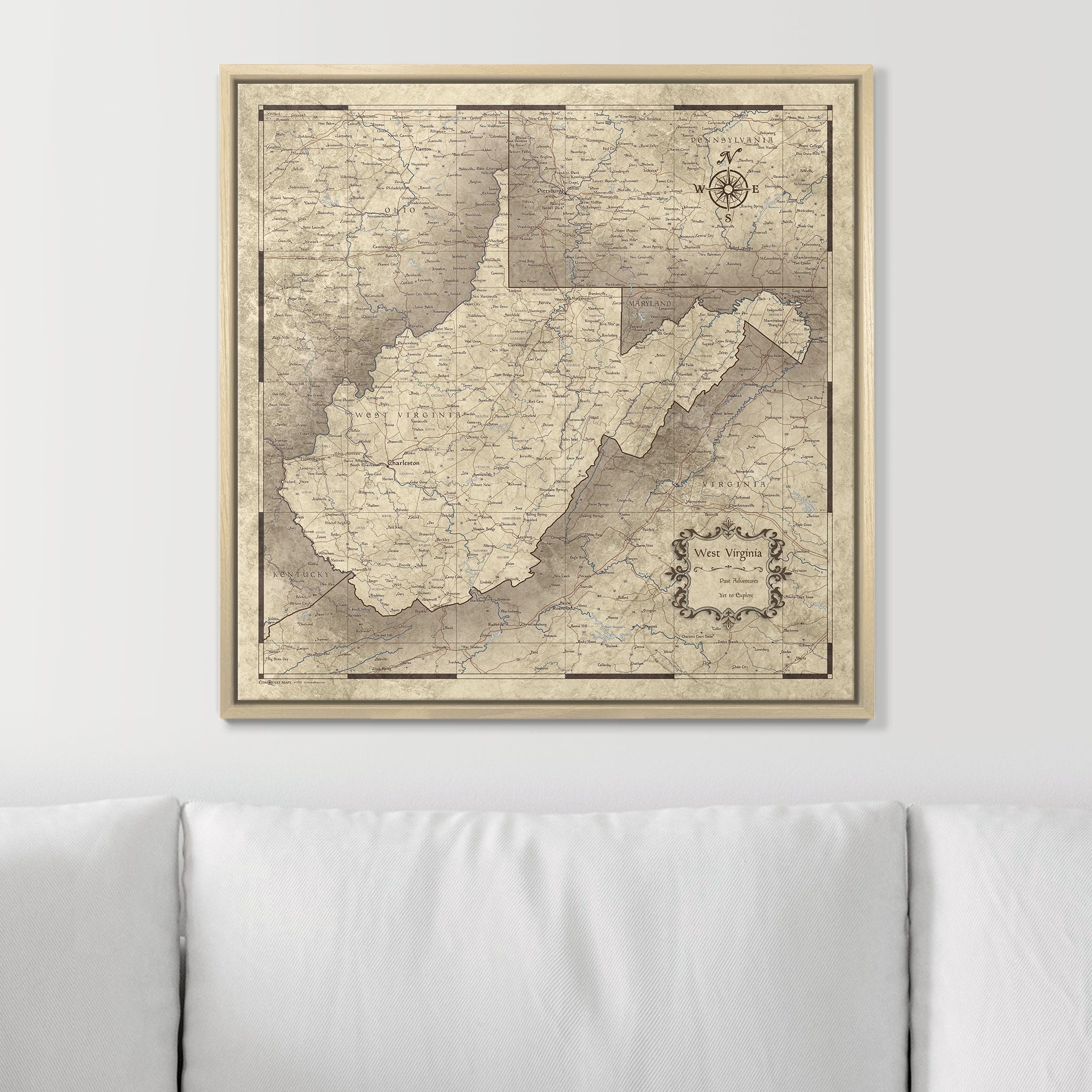 Push Pin West Virginia Map (Pin Board) - Rustic Vintage CM Pin Board