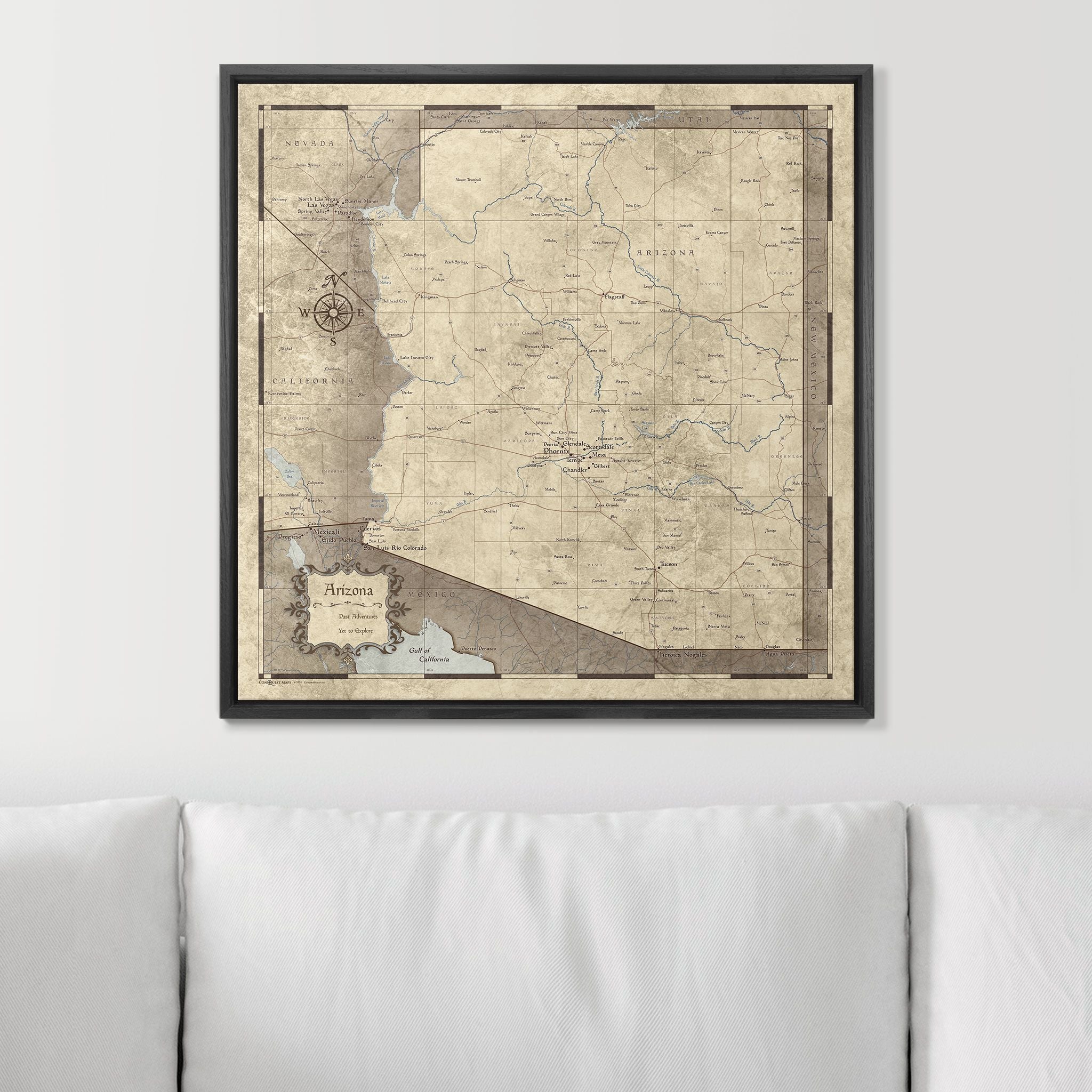 Push Pin Arizona Map (Pin Board) - Rustic Vintage CM Pin Board
