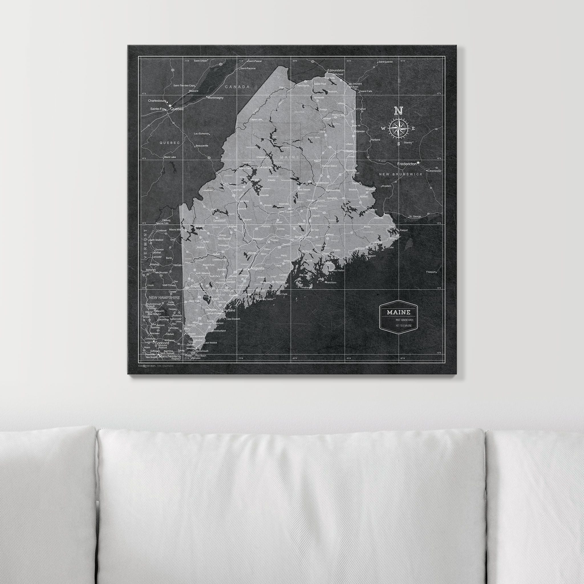 Push Pin Maine Map (Pin Board) - Modern Slate CM Pin Board