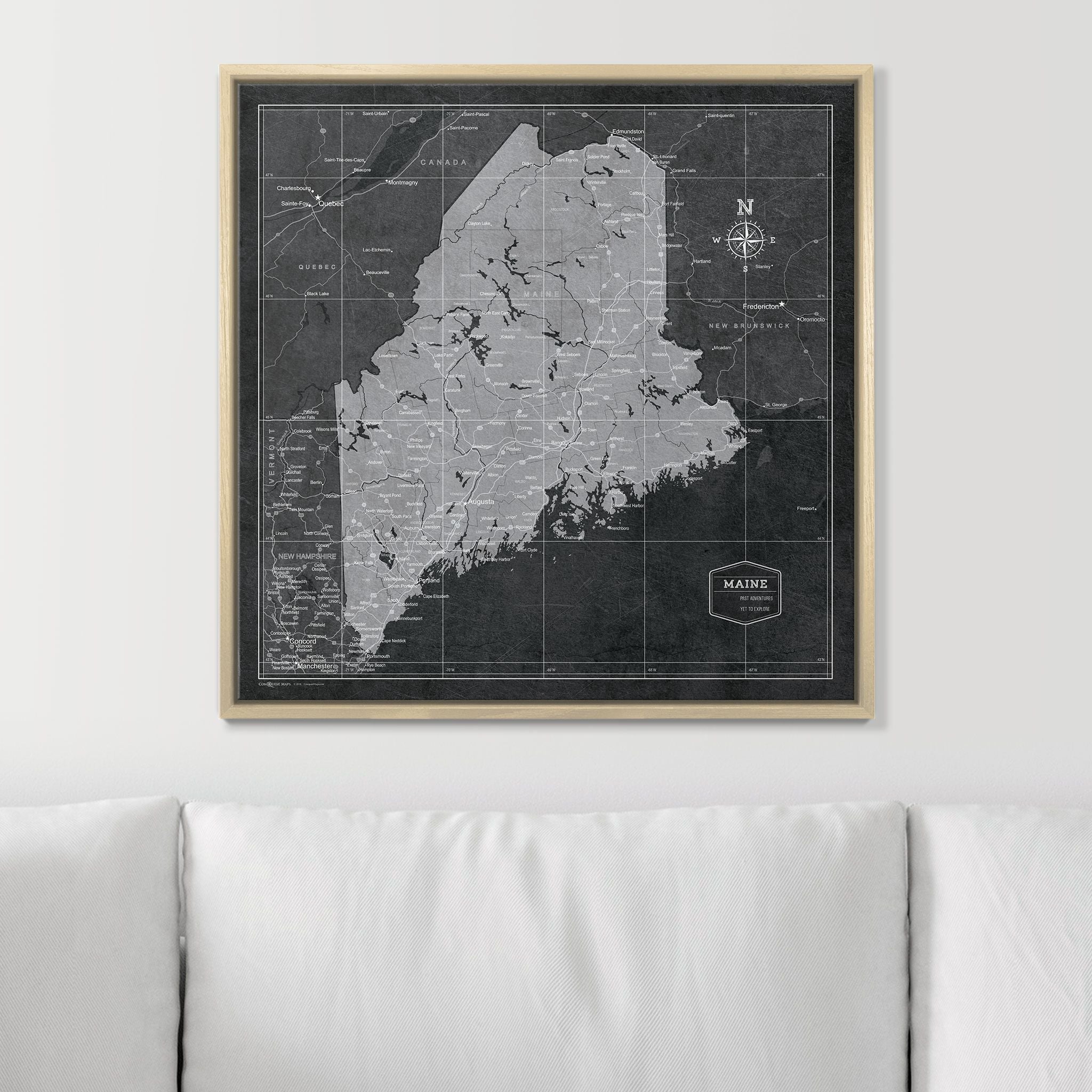 Push Pin Maine Map (Pin Board) - Modern Slate CM Pin Board