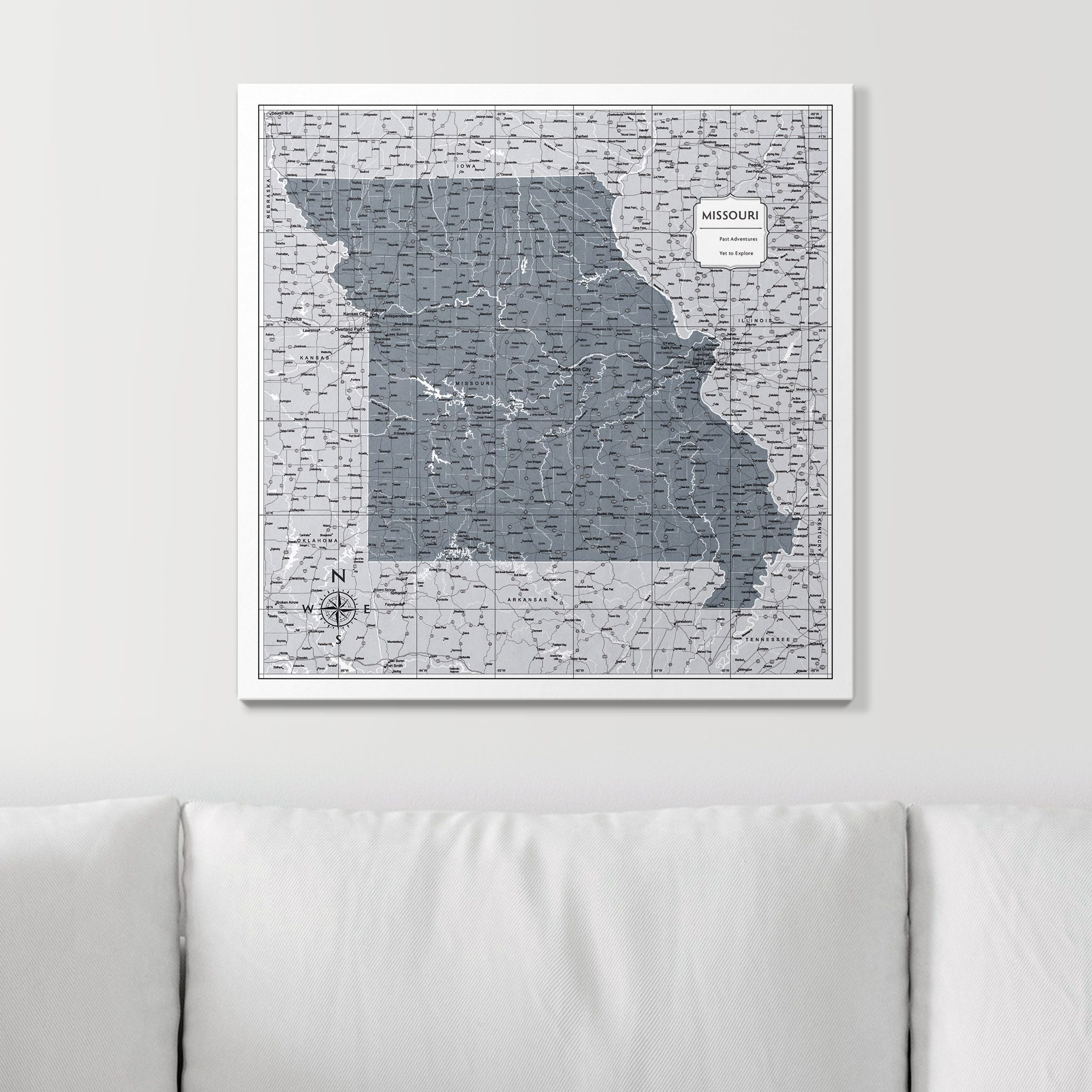 Push Pin Missouri Map (Pin Board) - Dark Gray Color Splash CM Pin Board
