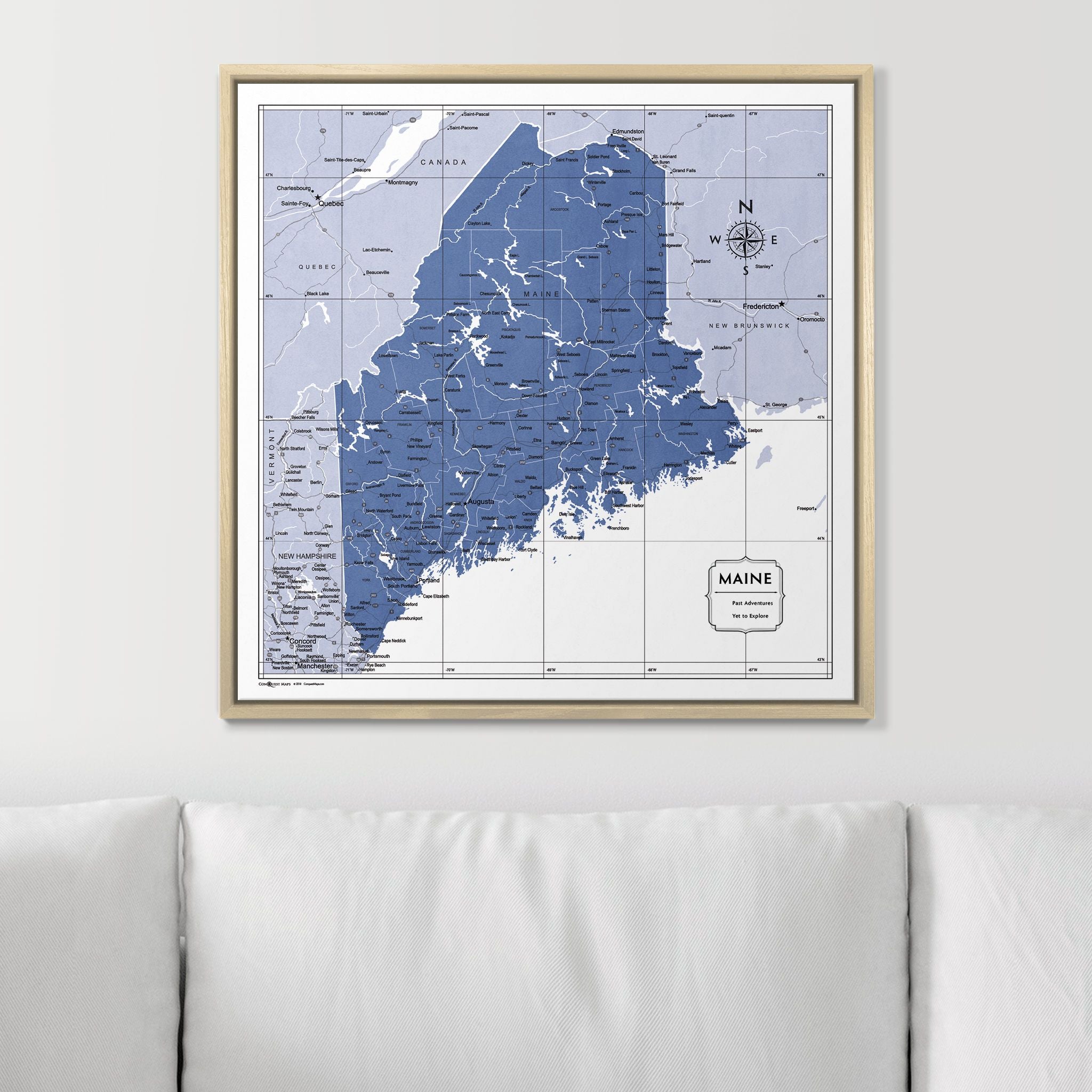 Push Pin Maine Map (Pin Board) - Navy Color Splash CM Pin Board