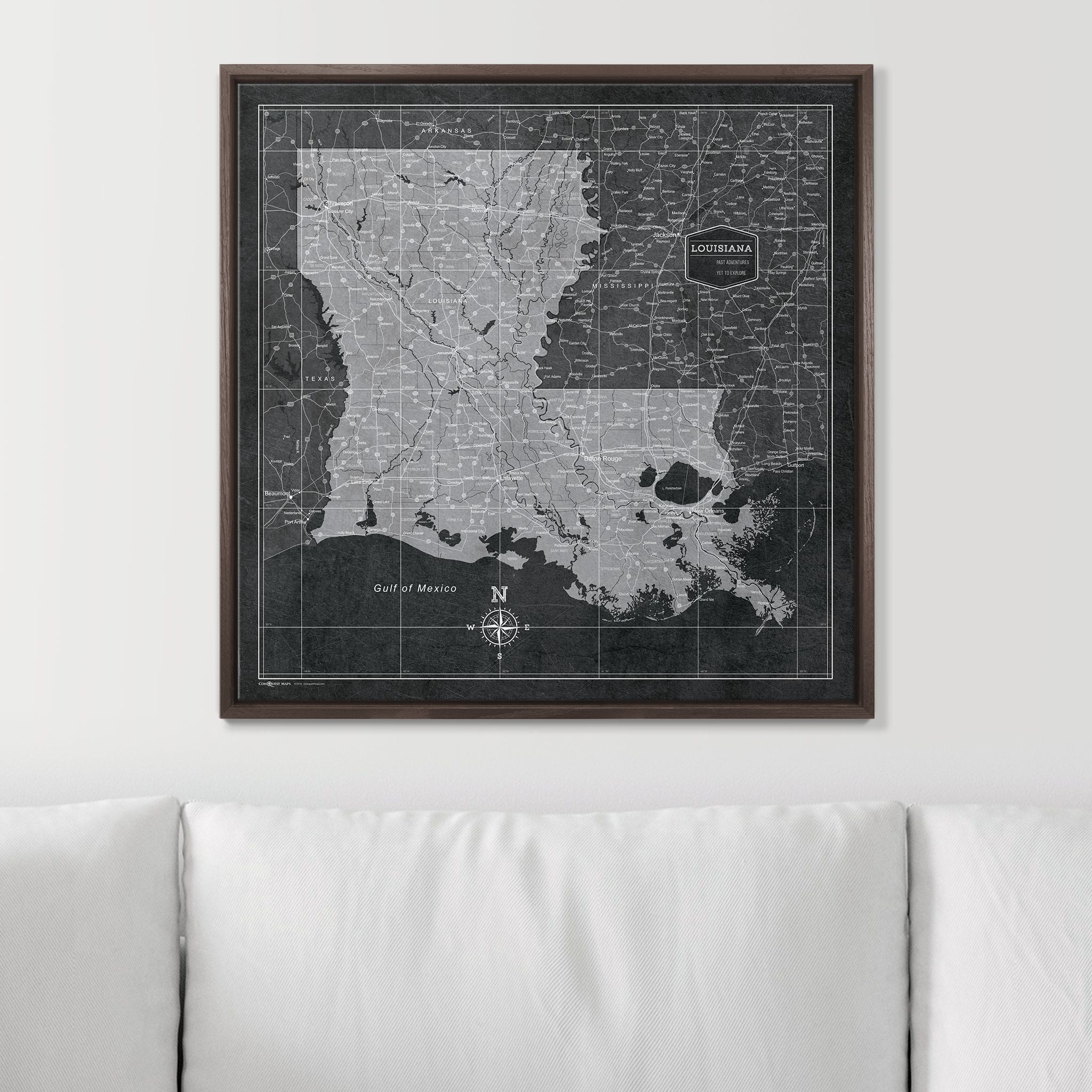Push Pin Louisiana Map (Pin Board) - Modern Slate CM Pin Board