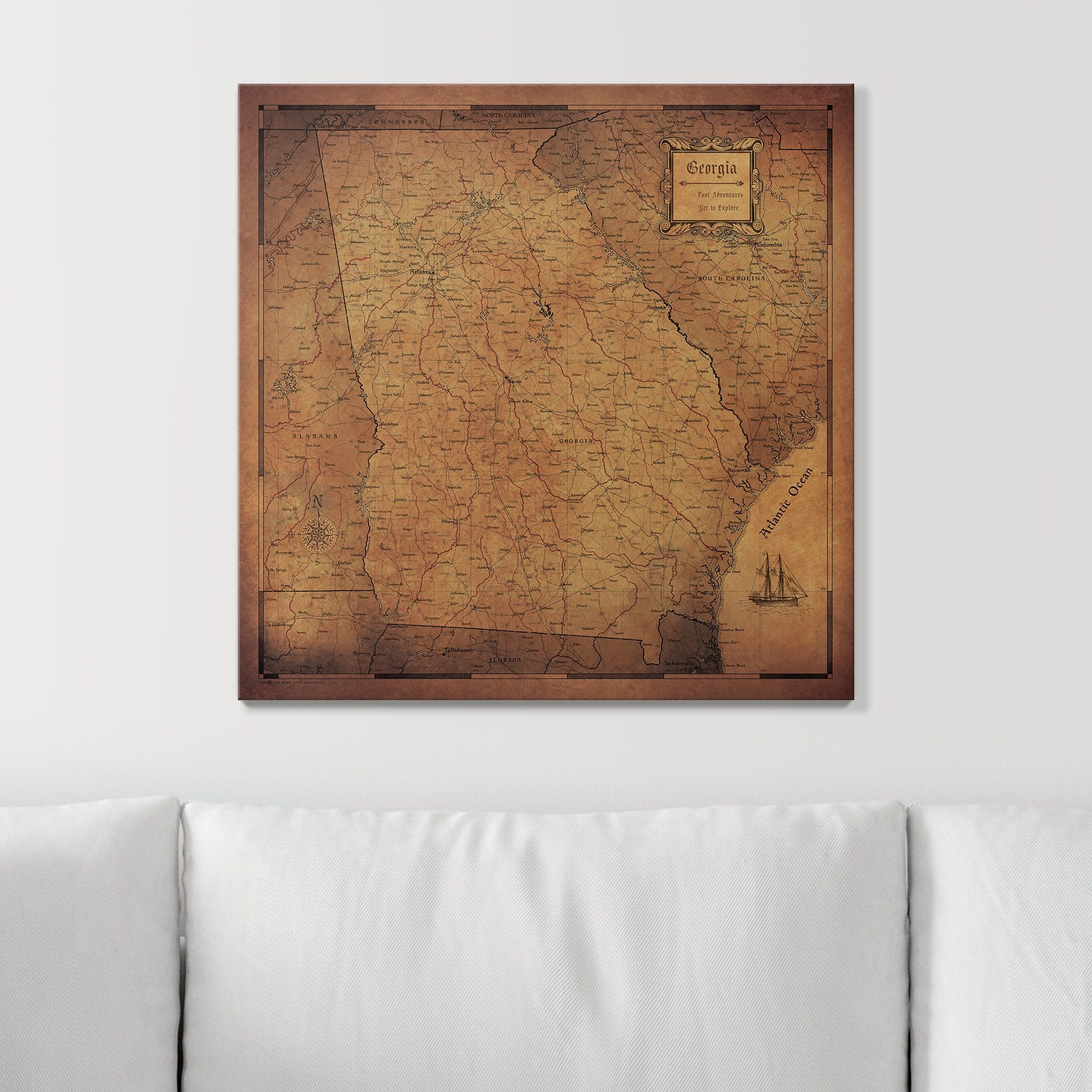 Push Pin Georgia Map (Pin Board) - Golden Aged CM Pin Board