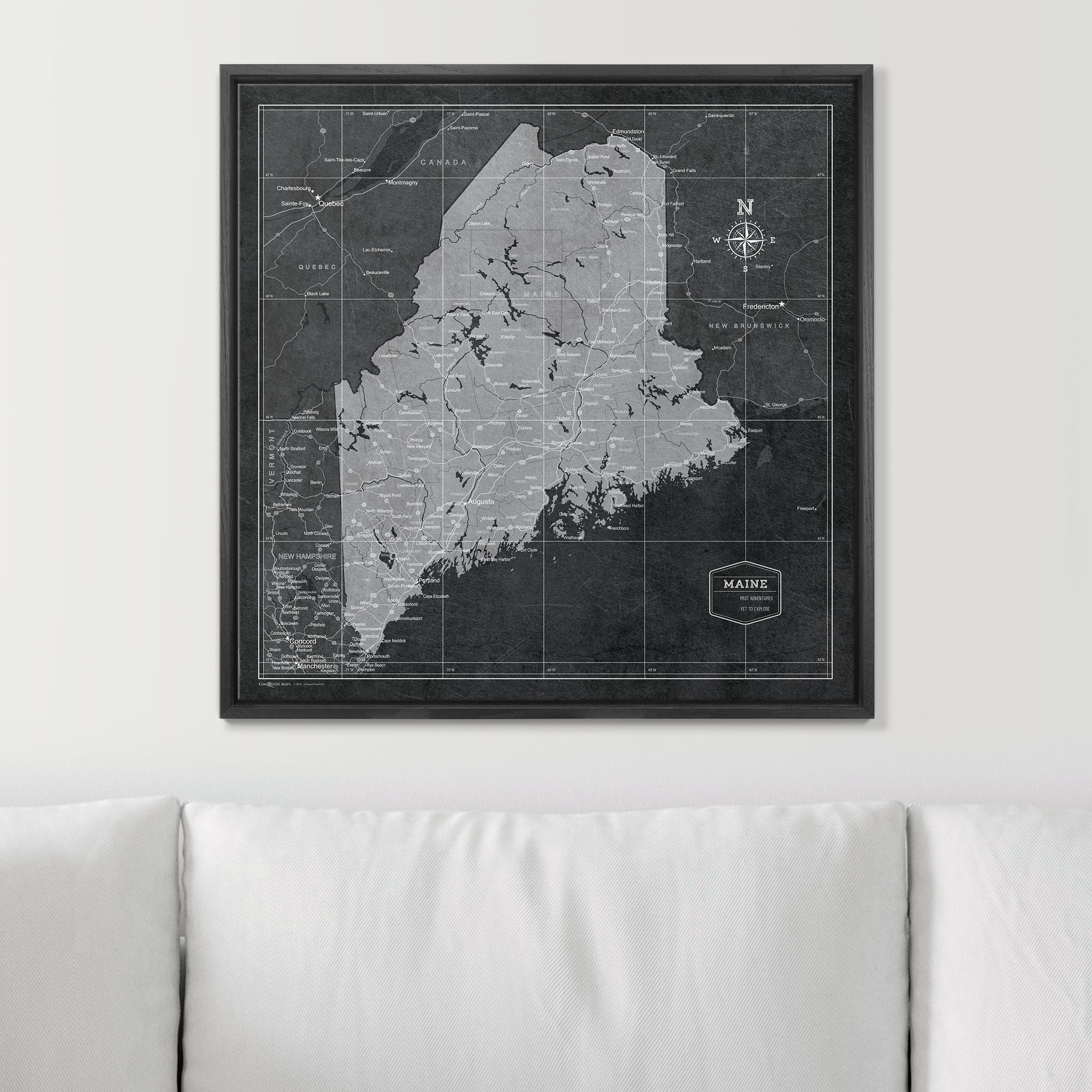 Push Pin Maine Map (Pin Board) - Modern Slate CM Pin Board
