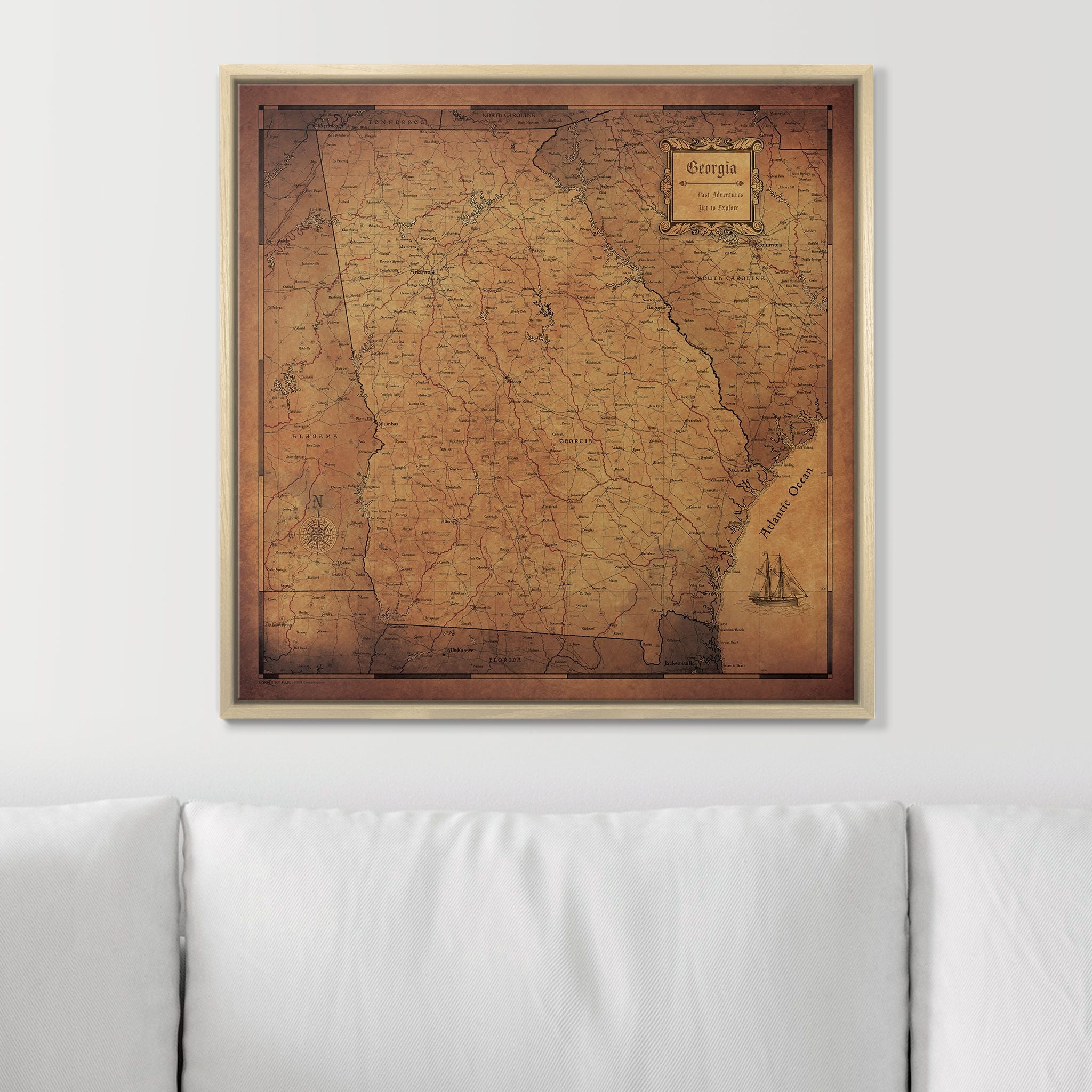 Push Pin Georgia Map (Pin Board) - Golden Aged CM Pin Board
