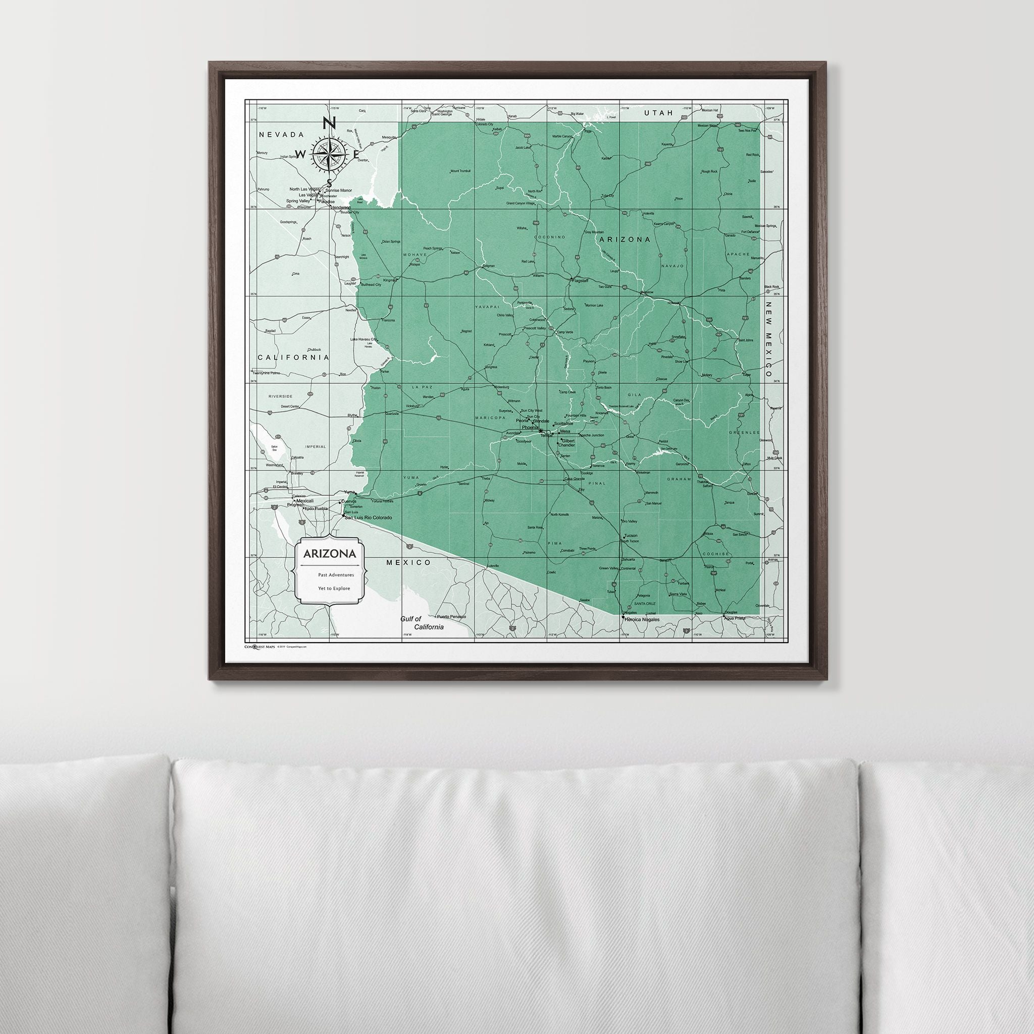 Push Pin Arizona Map (Pin Board) - Green Color Splash CM Pin Board