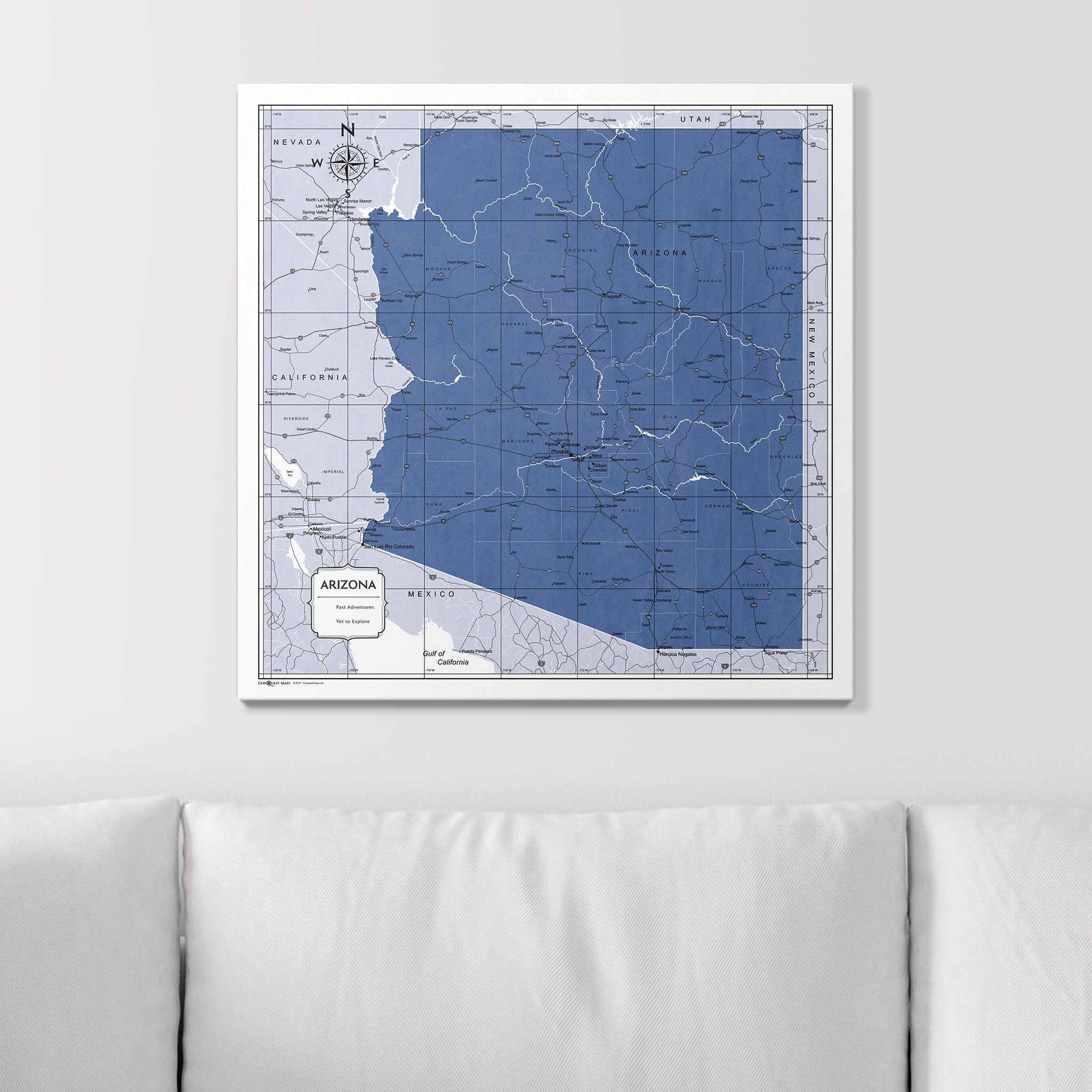 Push Pin Arizona Map (Pin Board) - Navy Color Splash CM Pin Board